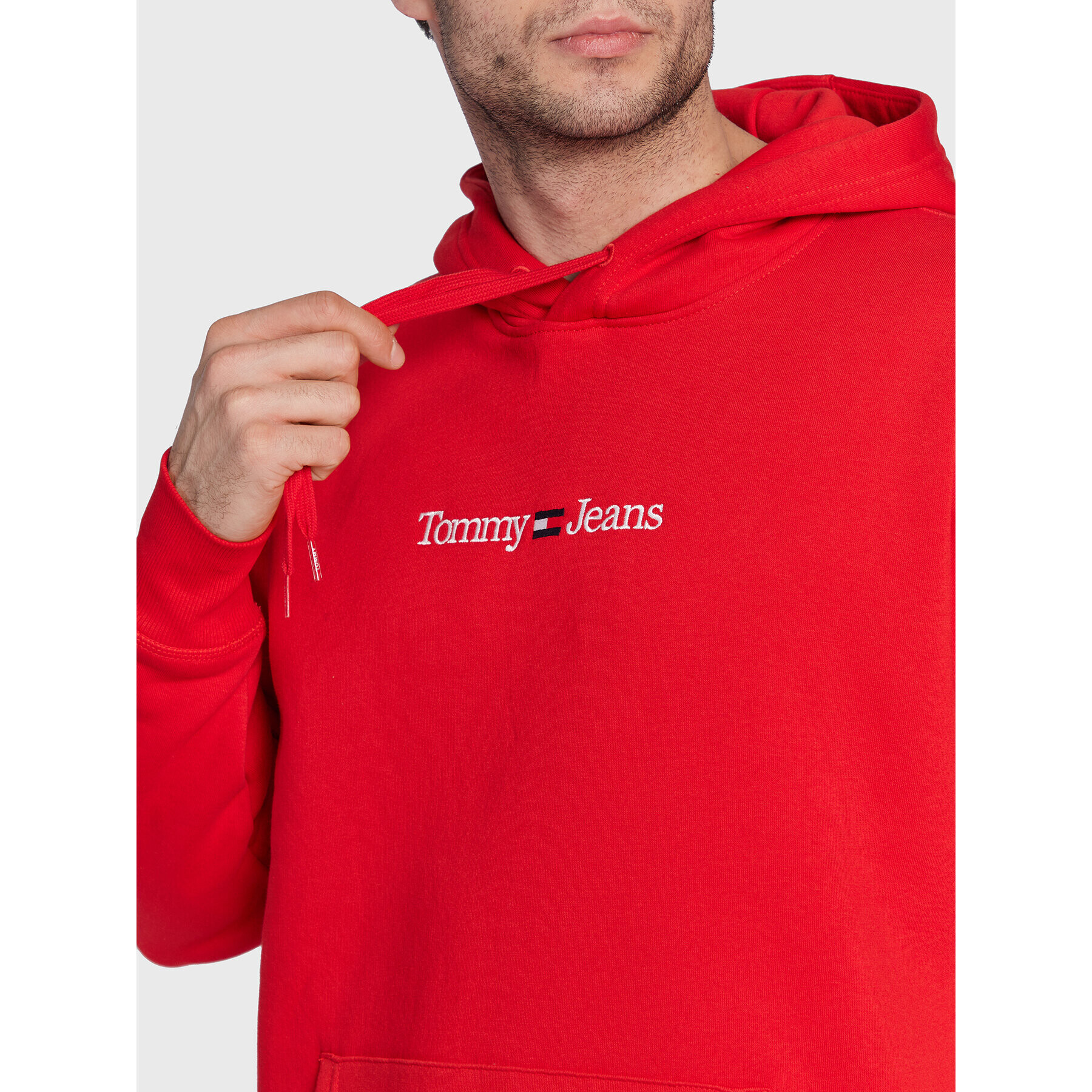 Tommy Jeans Mikina Linear DM0DM15013 Červená Regular Fit - Pepit.cz