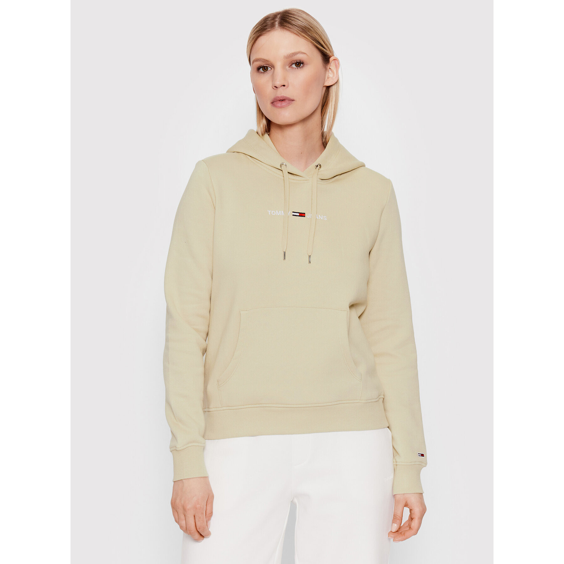 Tommy Jeans Mikina Linear Logo DW0DW10132 Béžová Regular Fit - Pepit.cz