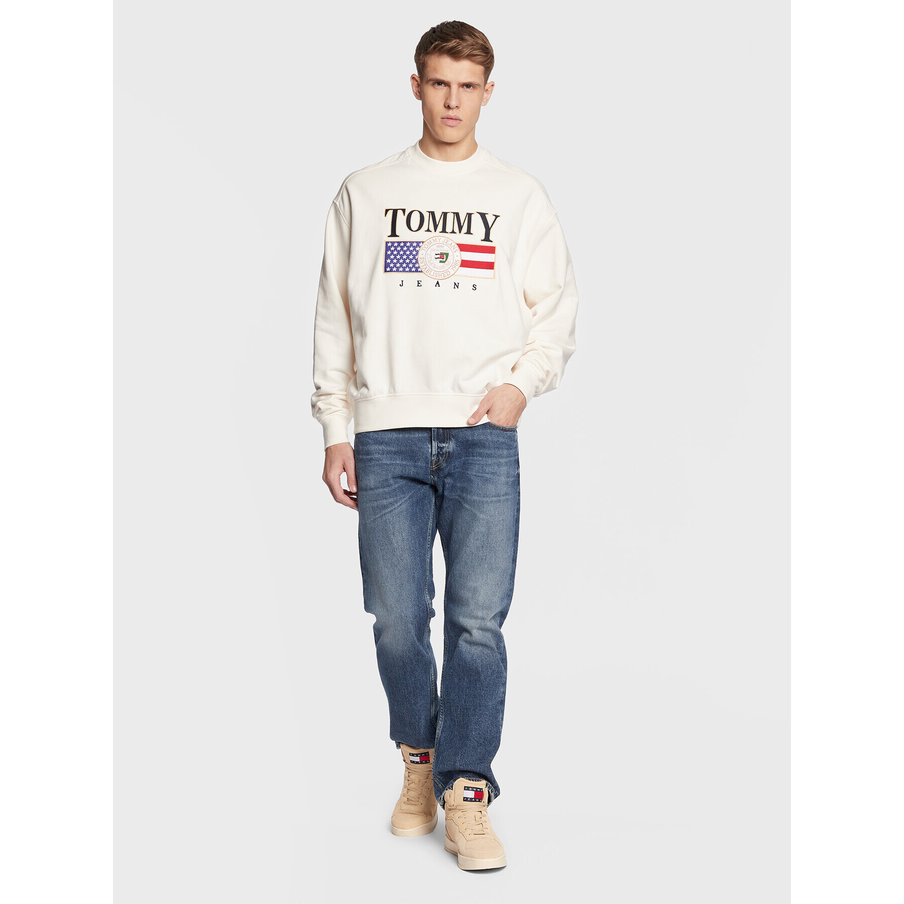 Tommy Jeans Mikina Luxe DM0DM15717 Écru Regular Fit - Pepit.cz