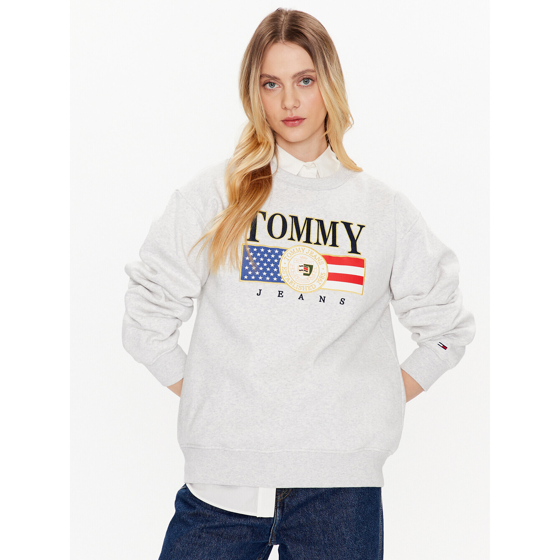 Tommy Jeans Mikina Luxe DW0DW14871 Šedá Regular Fit - Pepit.cz