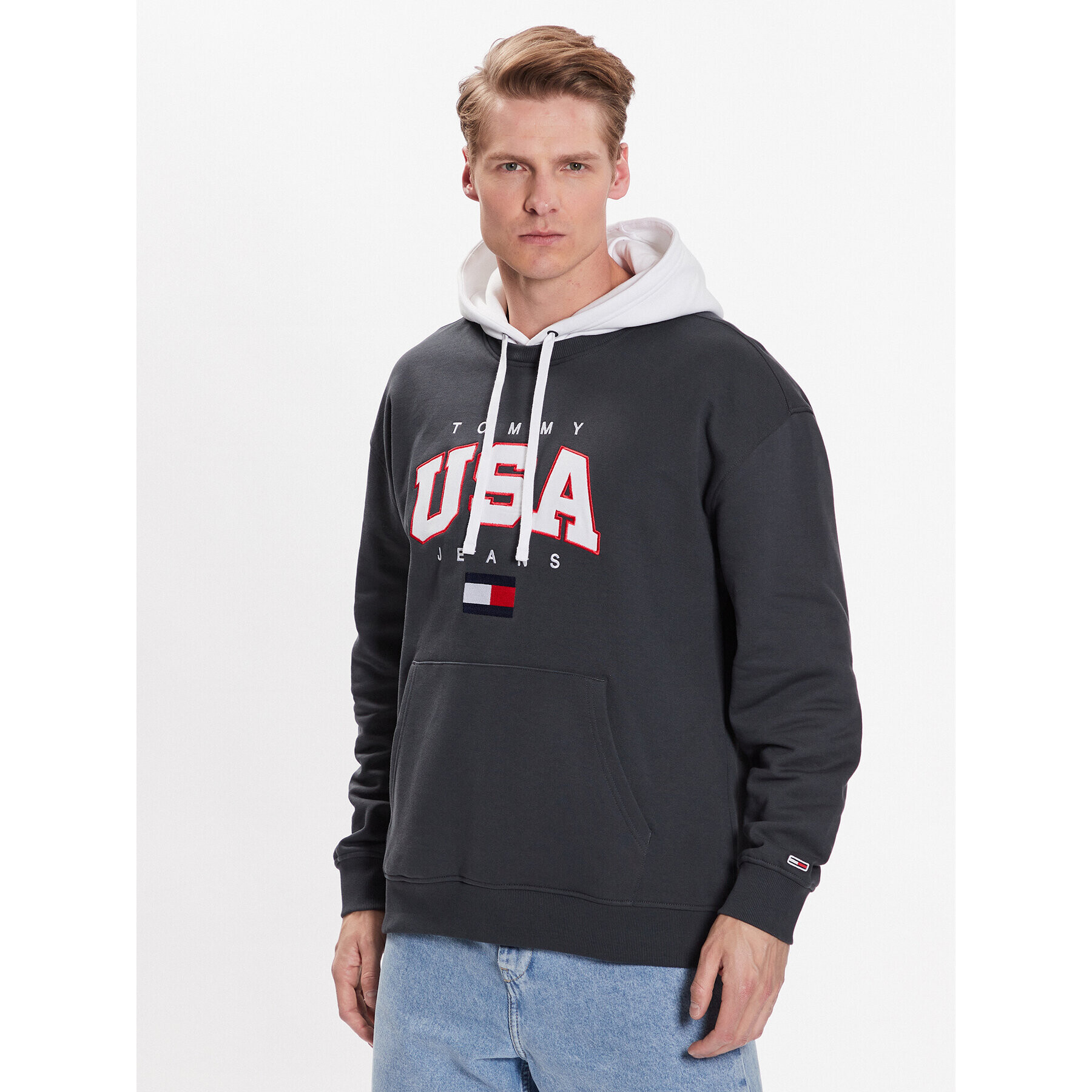 Tommy Jeans Mikina Modern Sport Usa DM0DM16359 Šedá Relaxed Fit - Pepit.cz