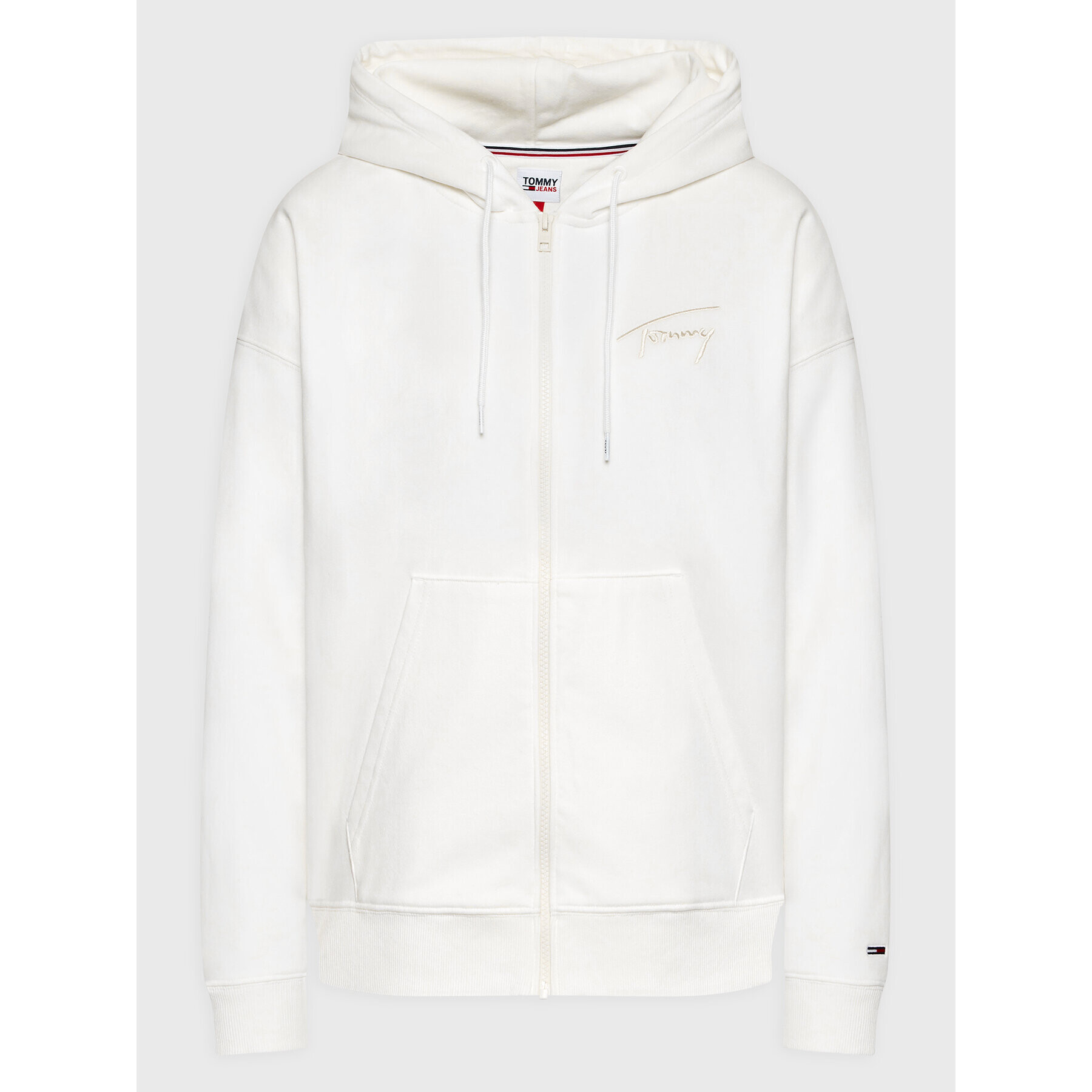 Tommy Jeans Mikina Ovrszd Signature Zip DW0DW13575 Bílá Oversize - Pepit.cz