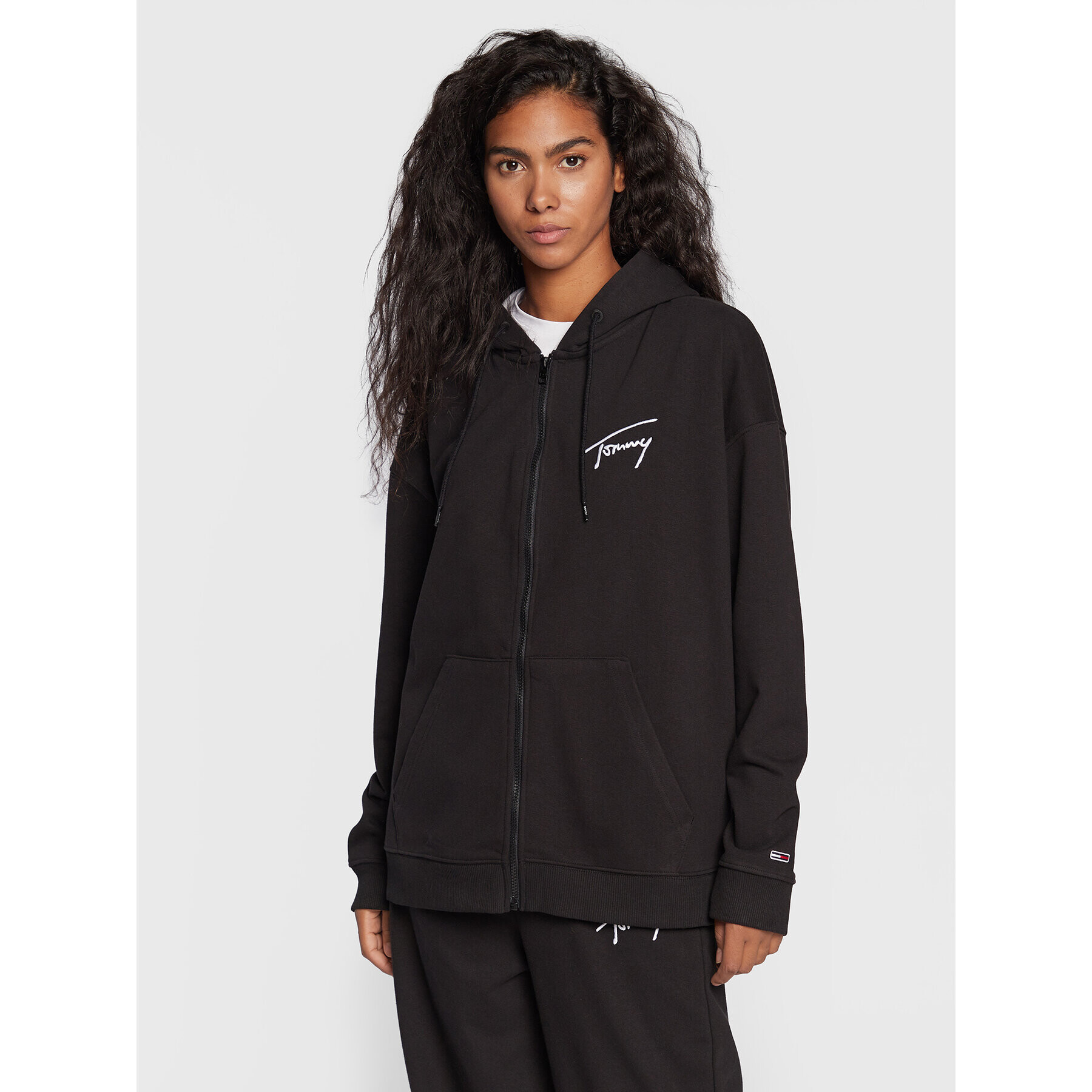 Tommy Jeans Mikina Ovrszd Signature Zip DW0DW13575 Černá Oversize - Pepit.cz