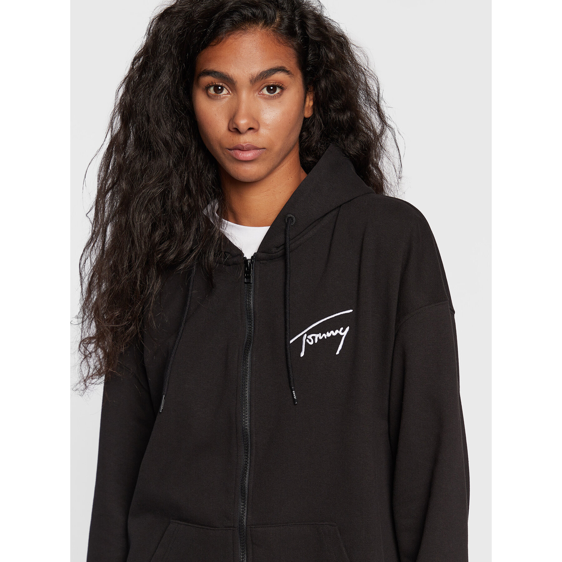 Tommy Jeans Mikina Ovrszd Signature Zip DW0DW13575 Černá Oversize - Pepit.cz