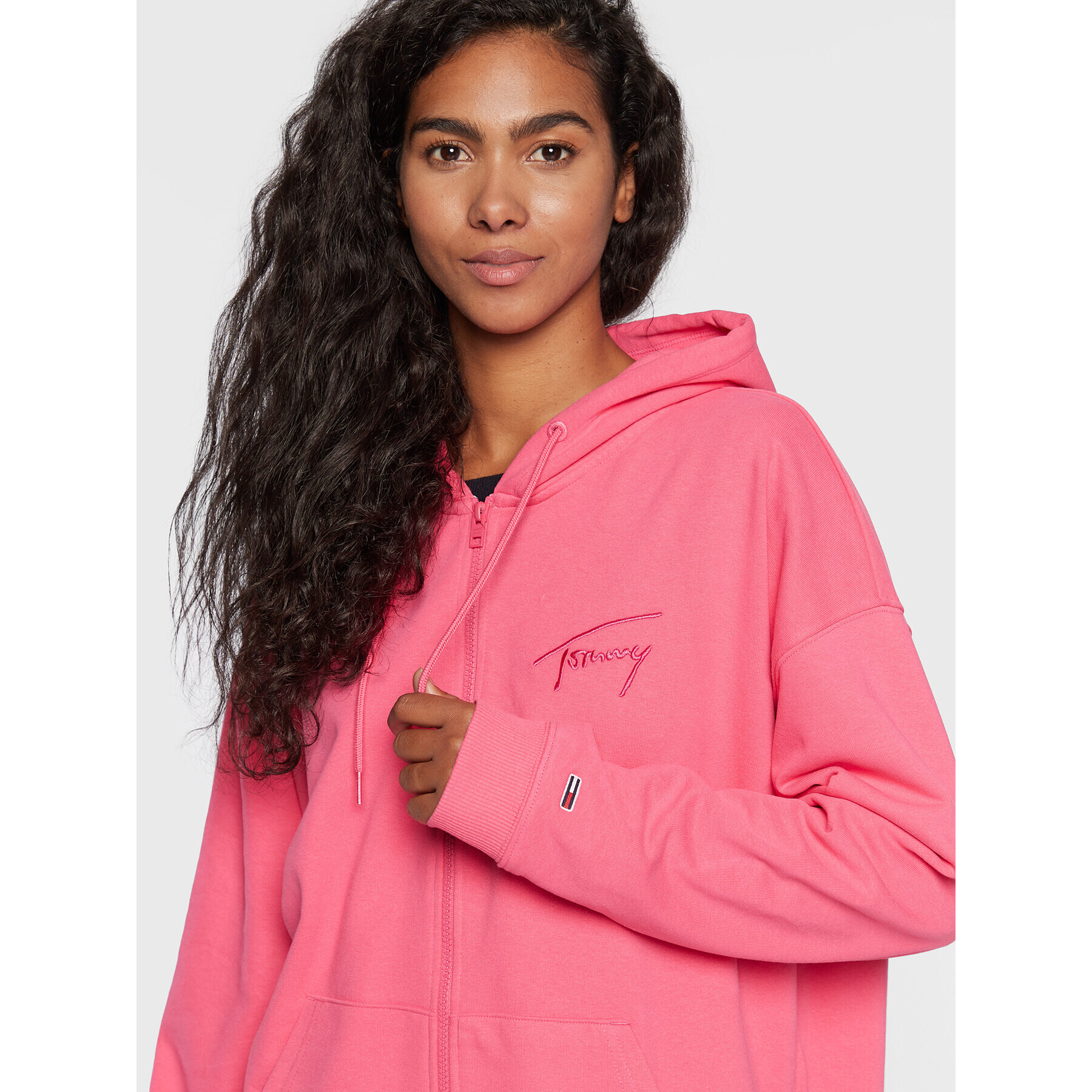 Tommy Jeans Mikina Ovrszd Signature Zip DW0DW13575 Růžová Oversize - Pepit.cz