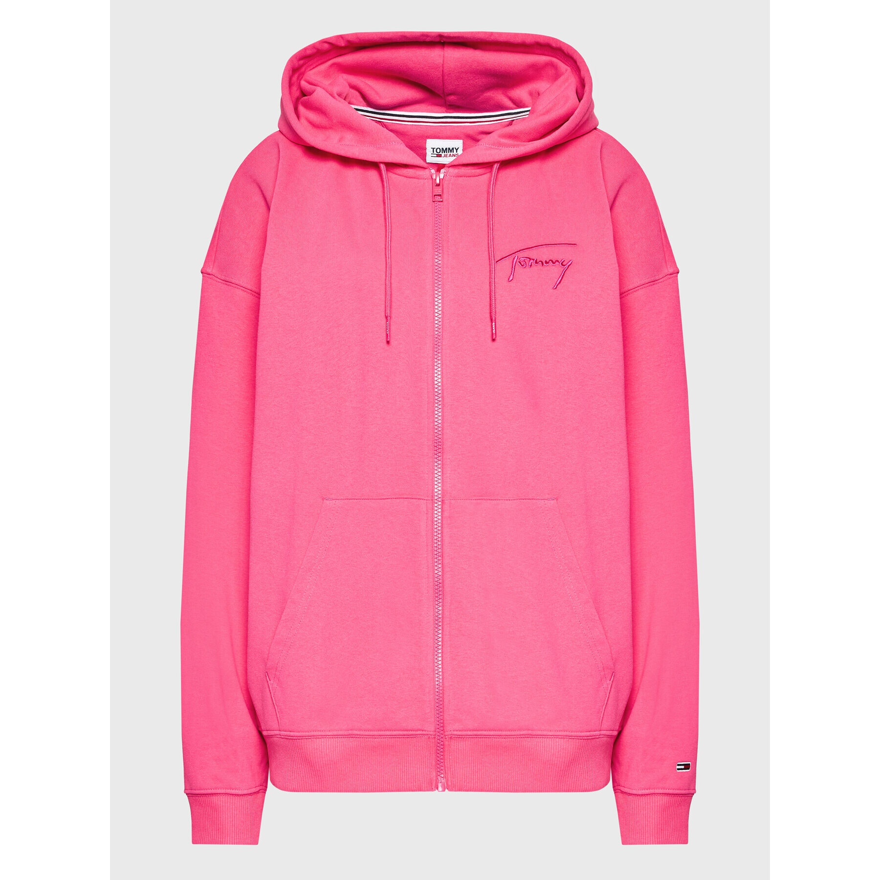 Tommy Jeans Mikina Ovrszd Signature Zip DW0DW13575 Růžová Oversize - Pepit.cz