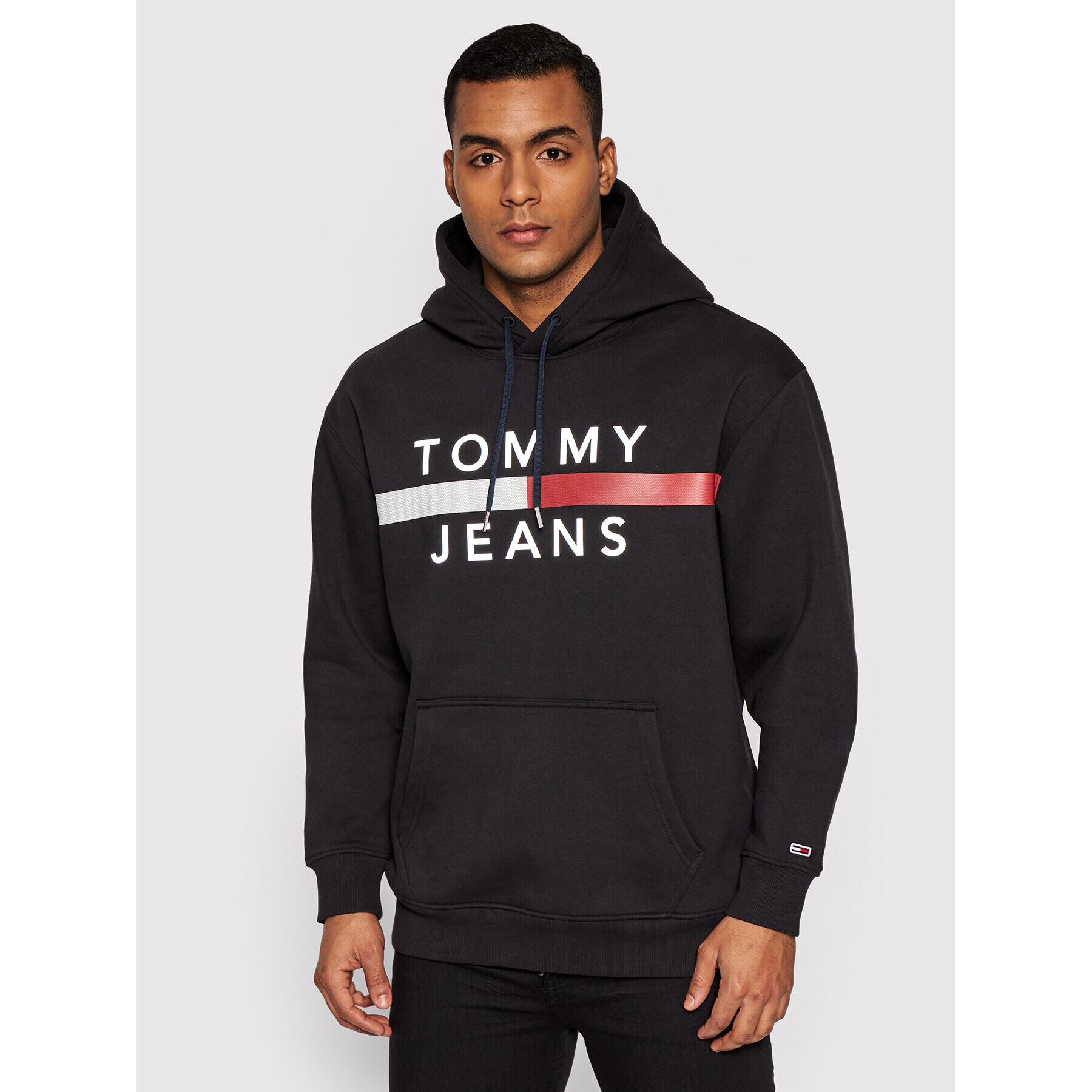 Tommy Jeans Mikina Reflective Flag DM0DM07410 Černá Relaxed Fit - Pepit.cz