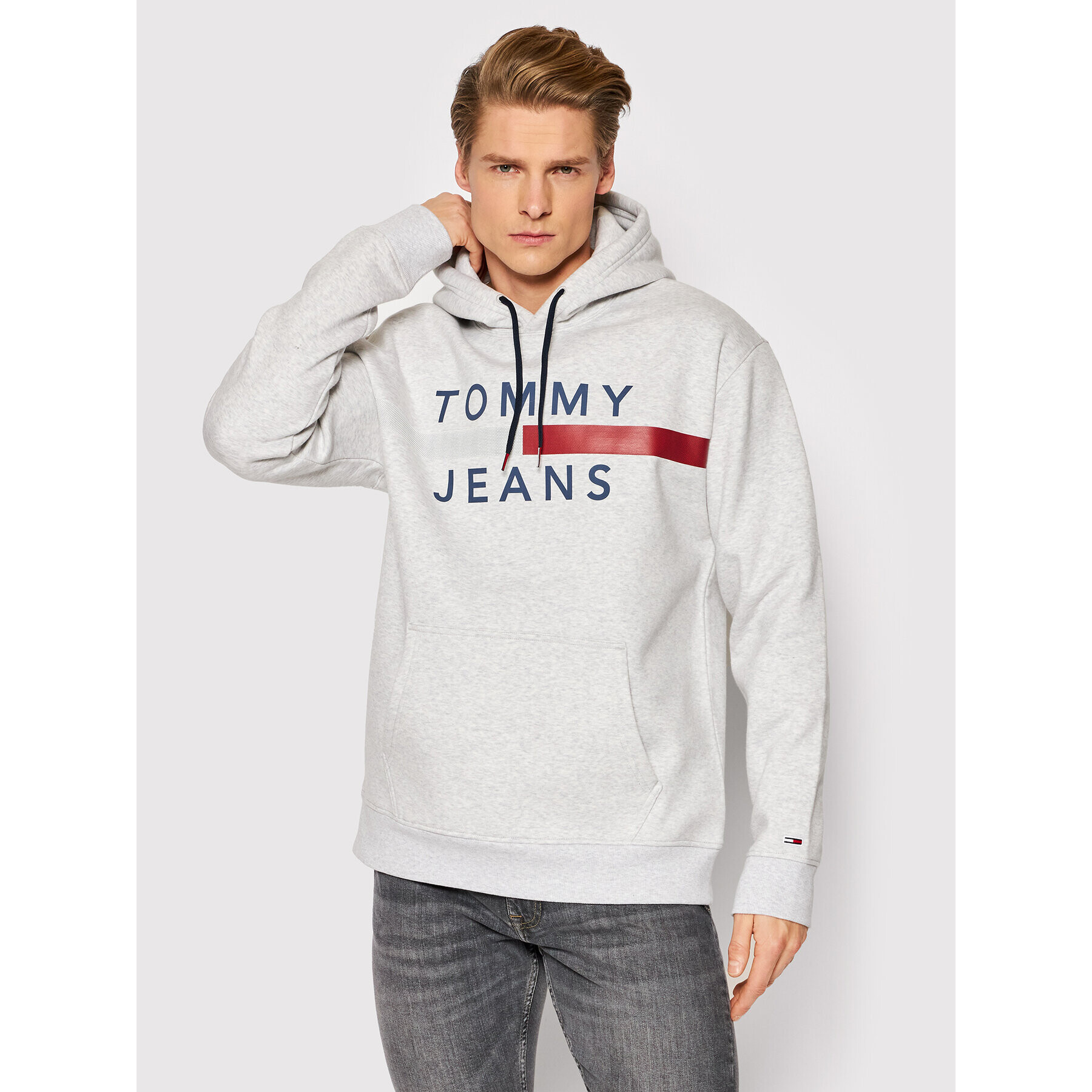 Tommy Jeans Mikina Reflective Flag DM0DM07410 Šedá Regular Fit - Pepit.cz