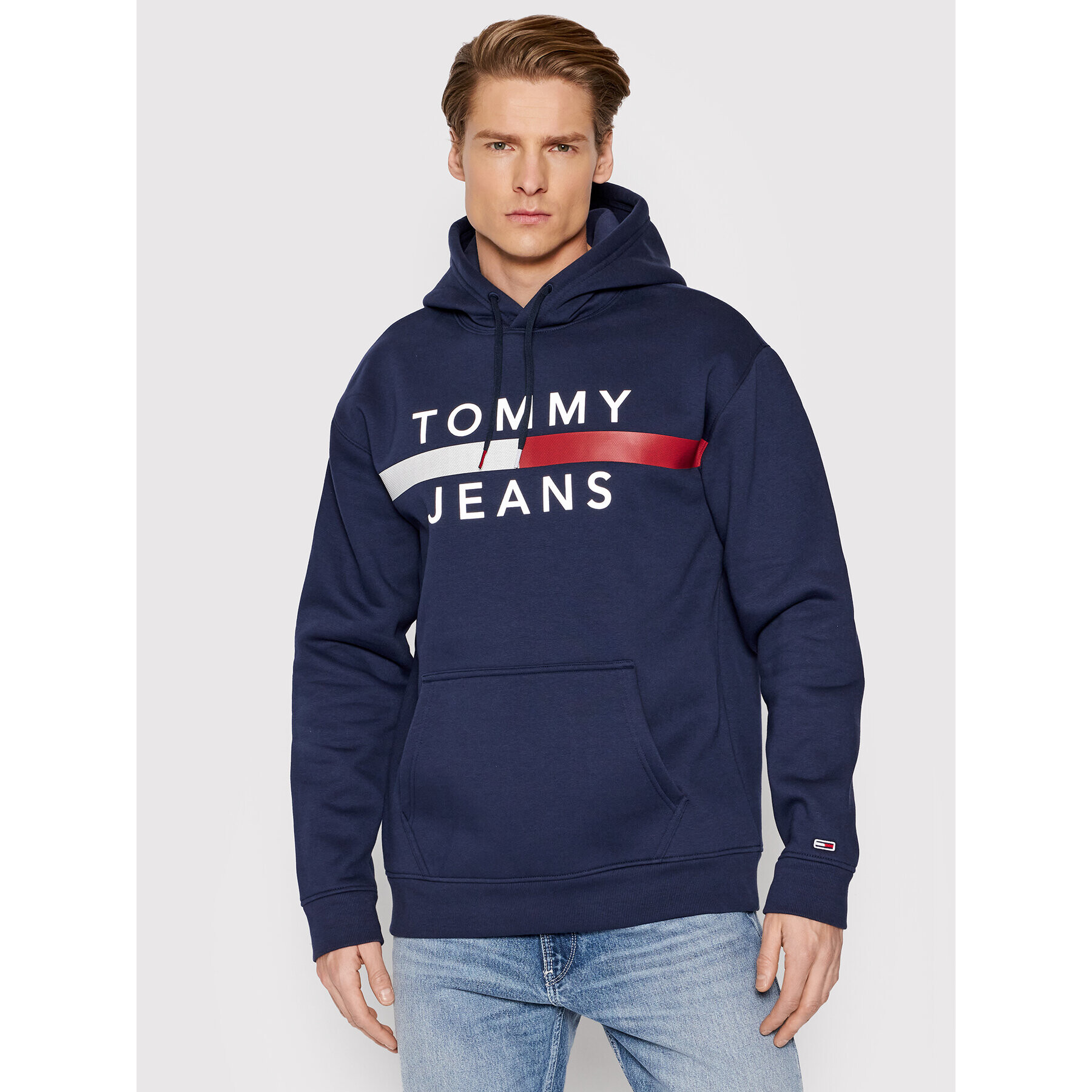 Tommy Jeans Mikina Reflective Flag DM0DM07410 Tmavomodrá Regular Fit - Pepit.cz