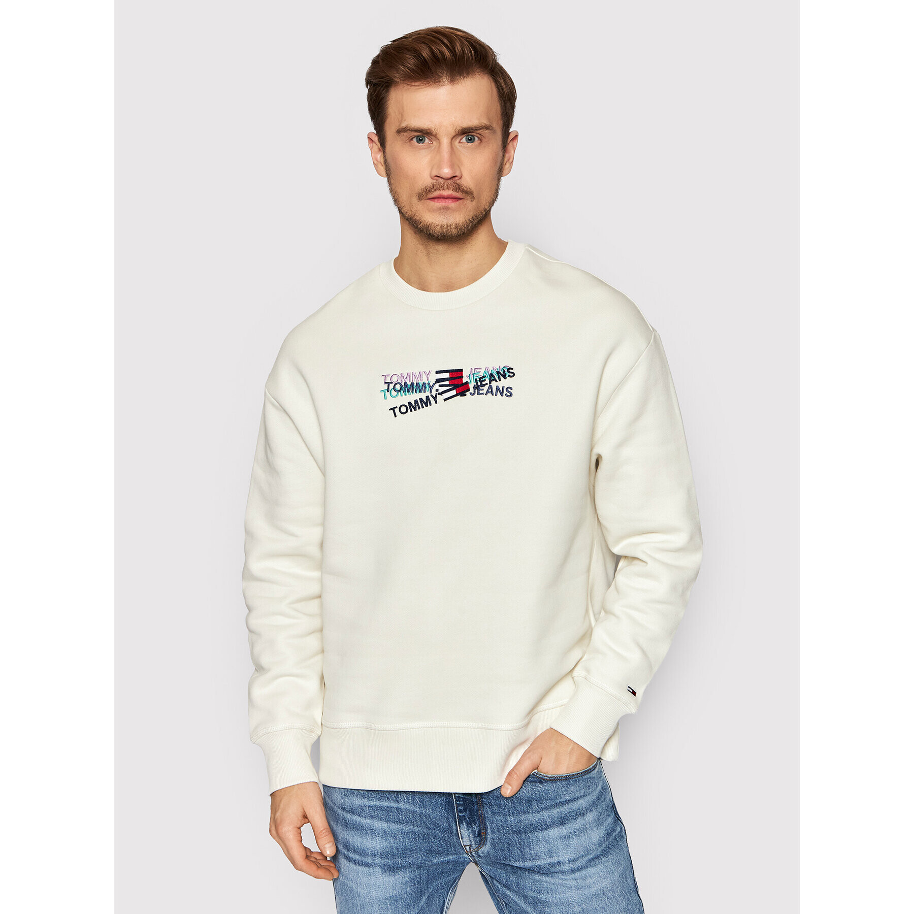 Tommy Jeans Mikina Seasonal Logo DM0DM12380 Béžová Straight Fit - Pepit.cz