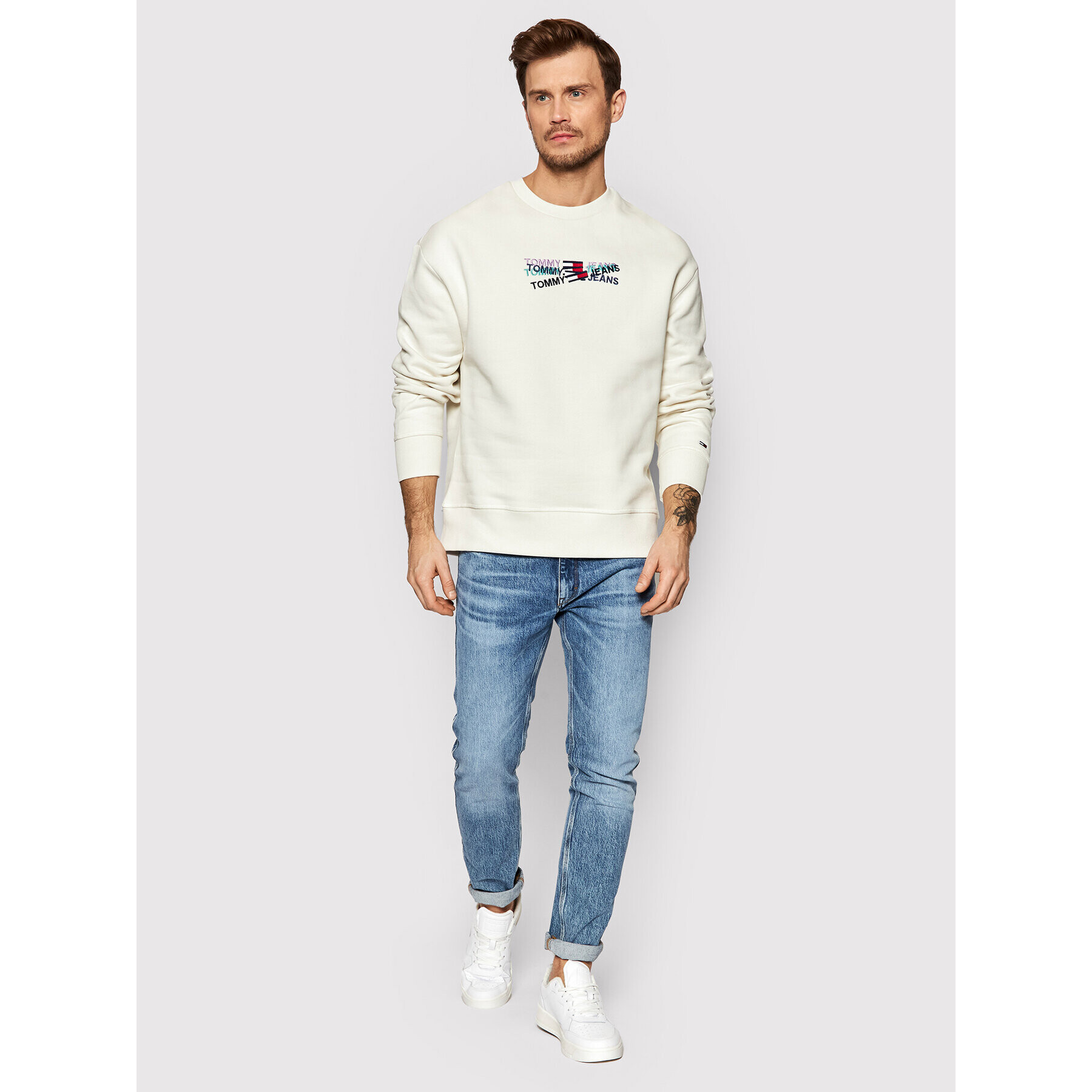 Tommy Jeans Mikina Seasonal Logo DM0DM12380 Béžová Straight Fit - Pepit.cz