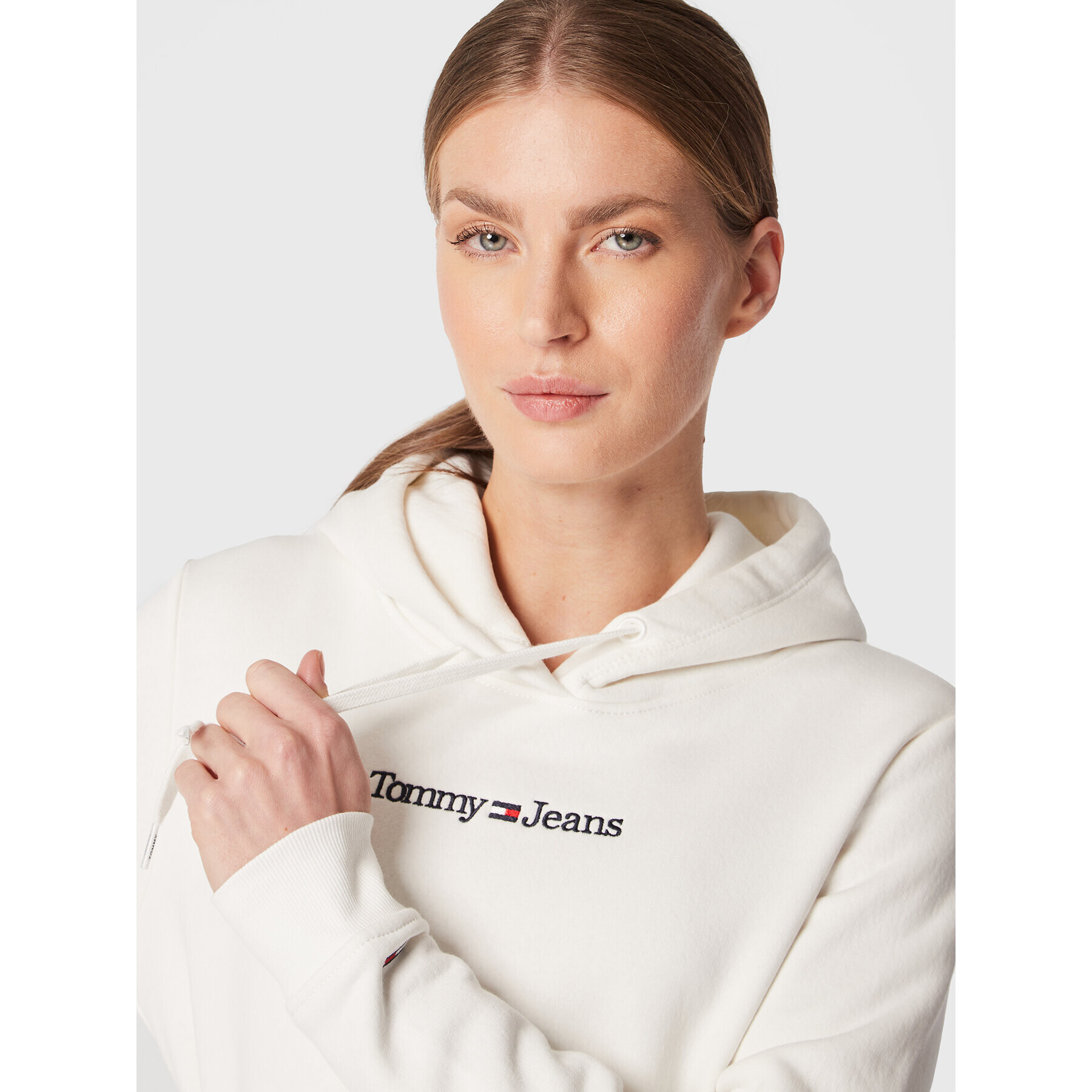 Tommy Jeans Mikina Serif Linear DW0DW14362 Écru Regular Fit - Pepit.cz