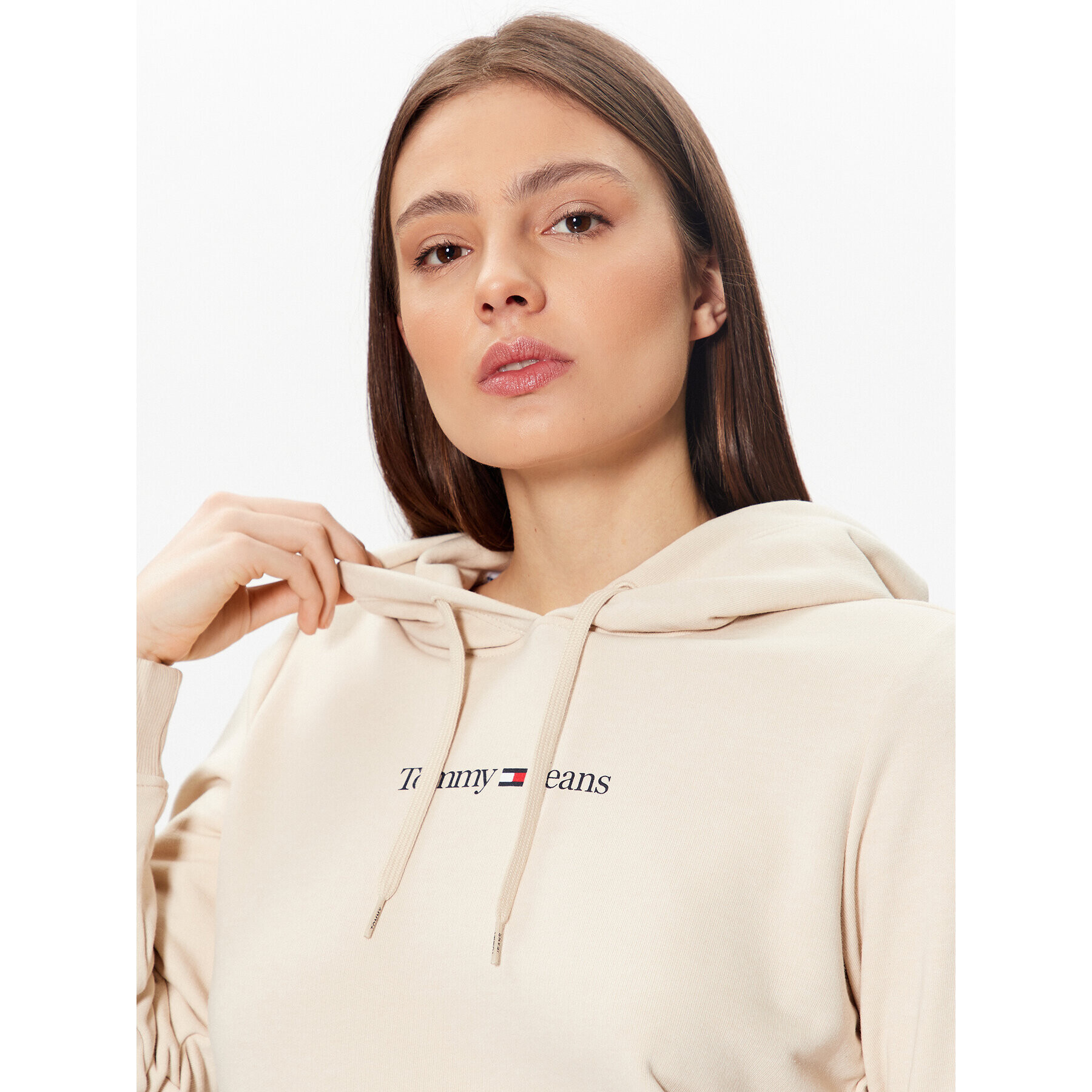 Tommy Jeans Mikina Serif Linear DW0DW15649 Béžová Regular Fit - Pepit.cz