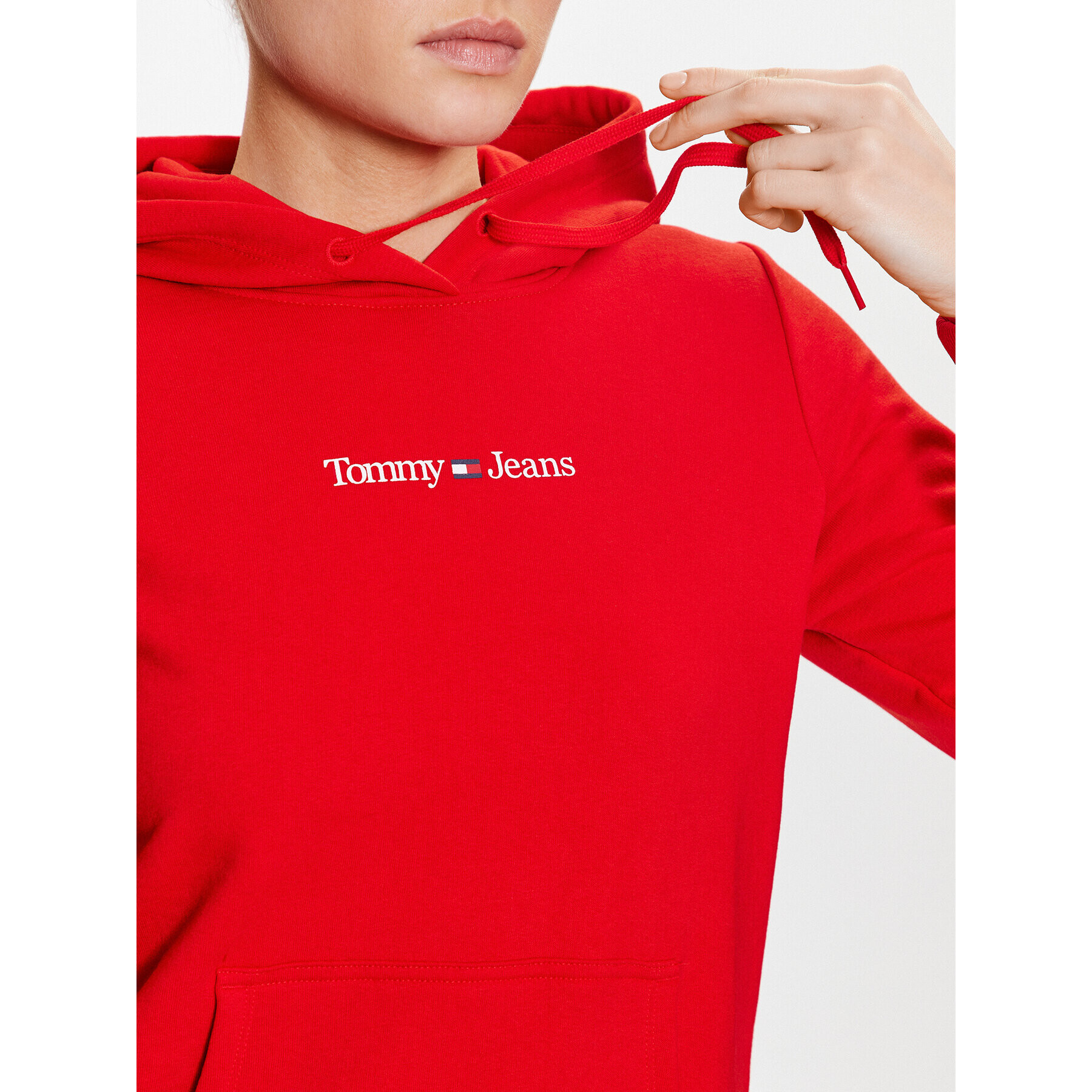 Tommy Jeans Mikina Serif Linear DW0DW15649 Červená Regular Fit - Pepit.cz