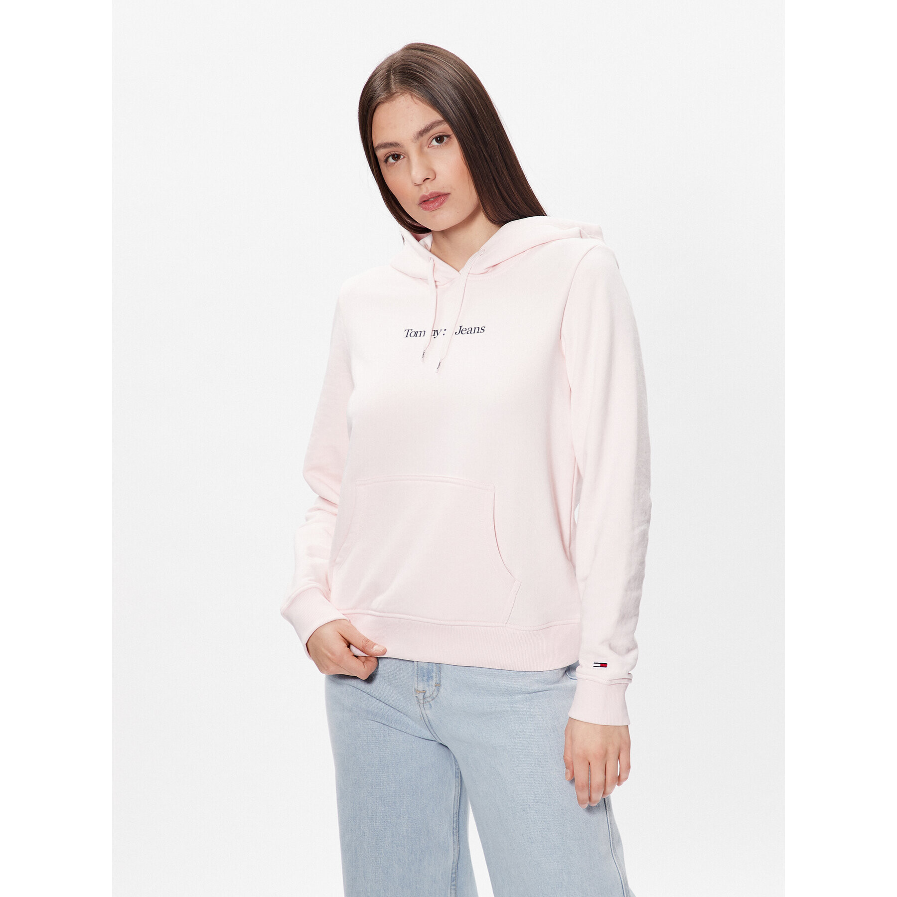 Tommy Jeans Mikina Serif Linear DW0DW15649 Růžová Regular Fit - Pepit.cz