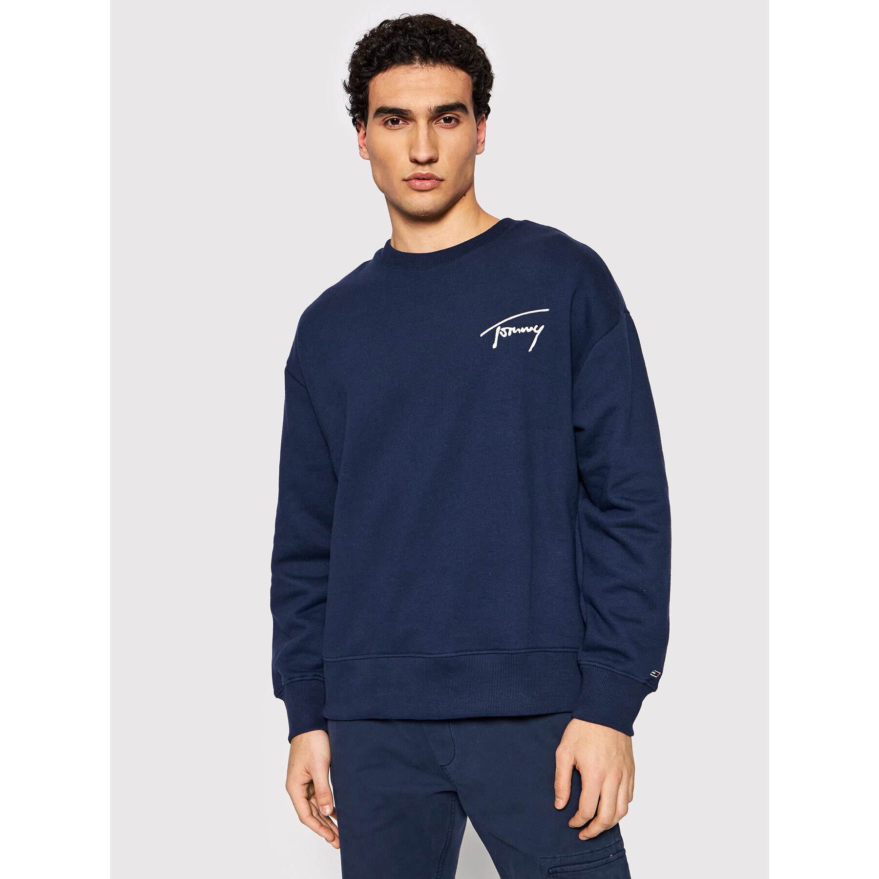 Tommy Jeans Mikina Signature DM0DM12373 Tmavomodrá Regular Fit - Pepit.cz