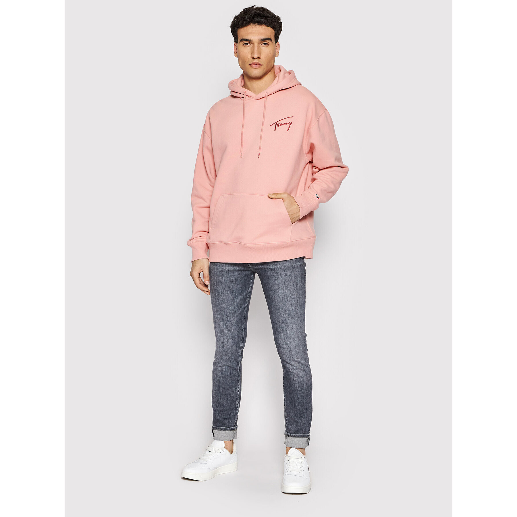 Tommy Jeans Mikina Signature DM0DM12940 Růžová Relaxed Fit - Pepit.cz