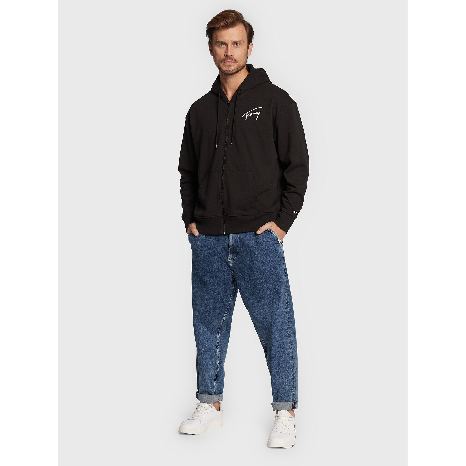 Tommy Jeans Mikina Signature DM0DM13879 Černá Relaxed Fit - Pepit.cz