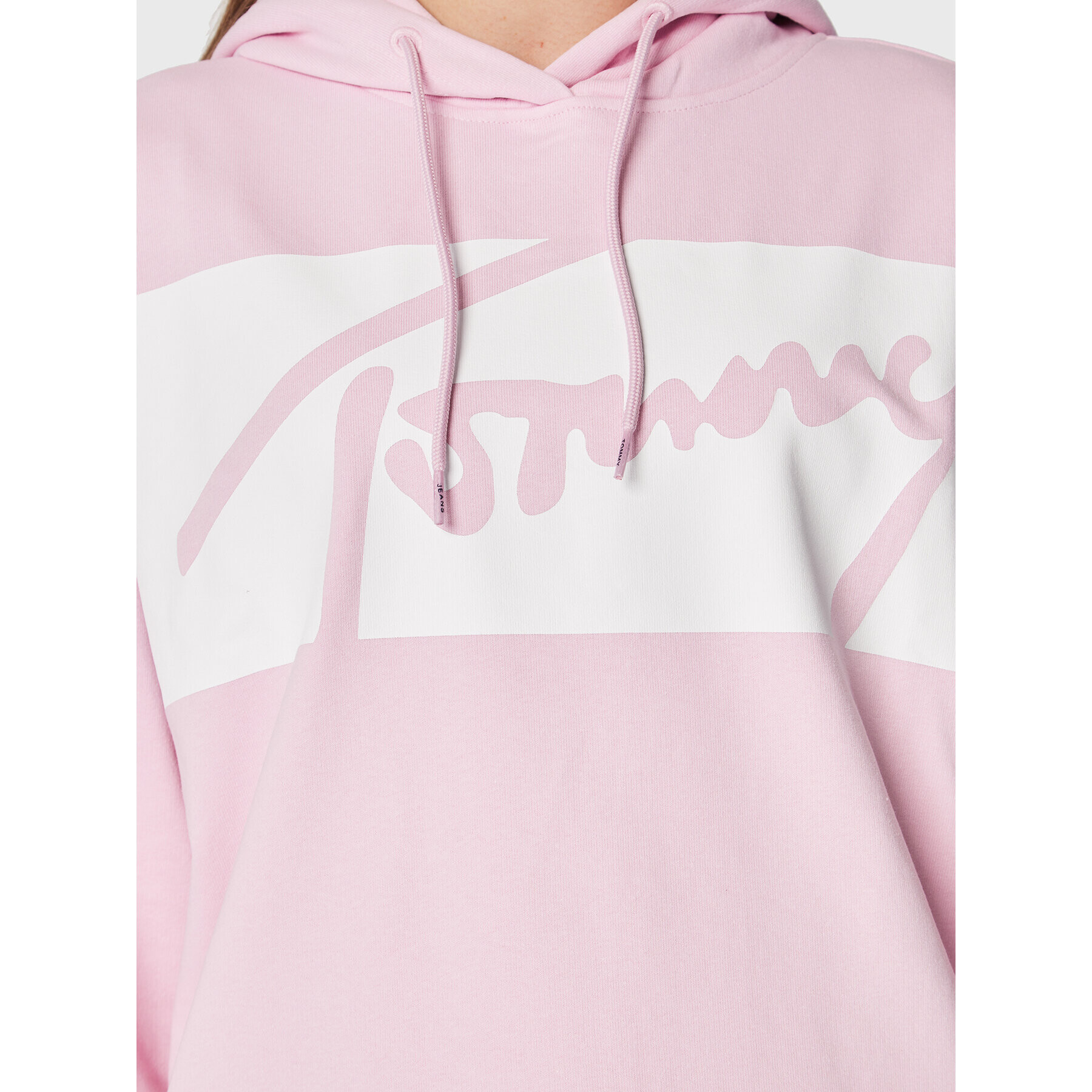 Tommy Jeans Mikina Signature DW0DW14357 Růžová Oversize - Pepit.cz