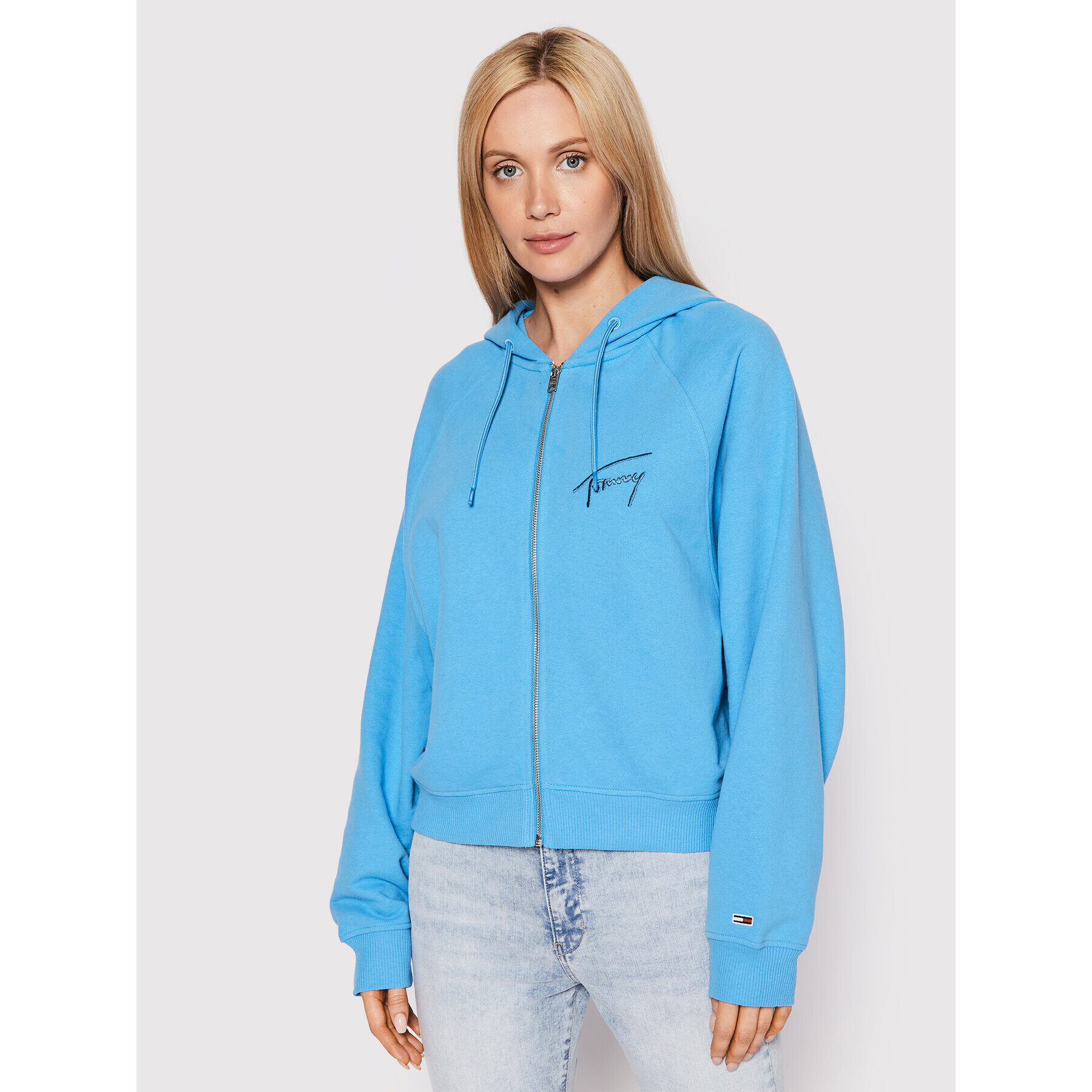 Tommy Jeans Mikina Signature Zip DW0DW12648 Modrá Regular Fit - Pepit.cz