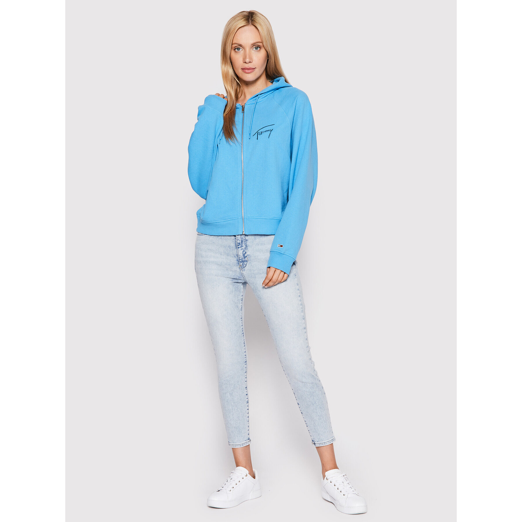 Tommy Jeans Mikina Signature Zip DW0DW12648 Modrá Regular Fit - Pepit.cz