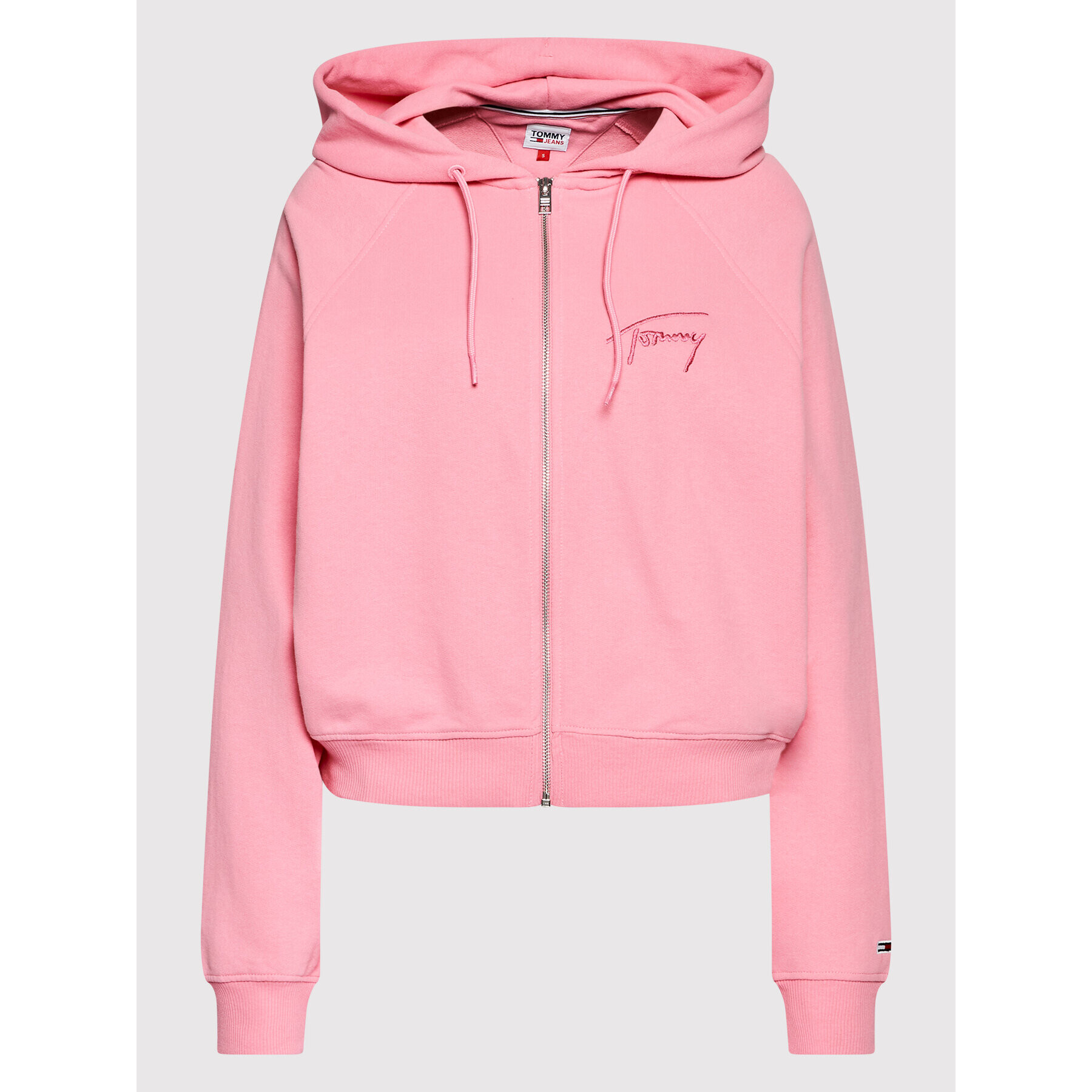 Tommy Jeans Mikina Signature Zip DW0DW12648 Růžová Regular Fit - Pepit.cz