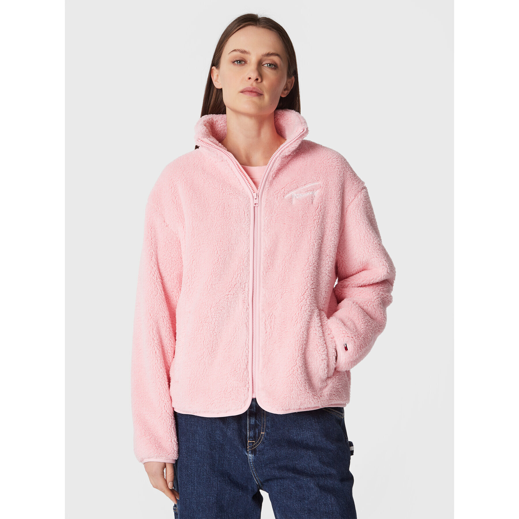 Tommy Jeans Mikina Signnature DW0DW14854 Růžová Relaxed Fit - Pepit.cz