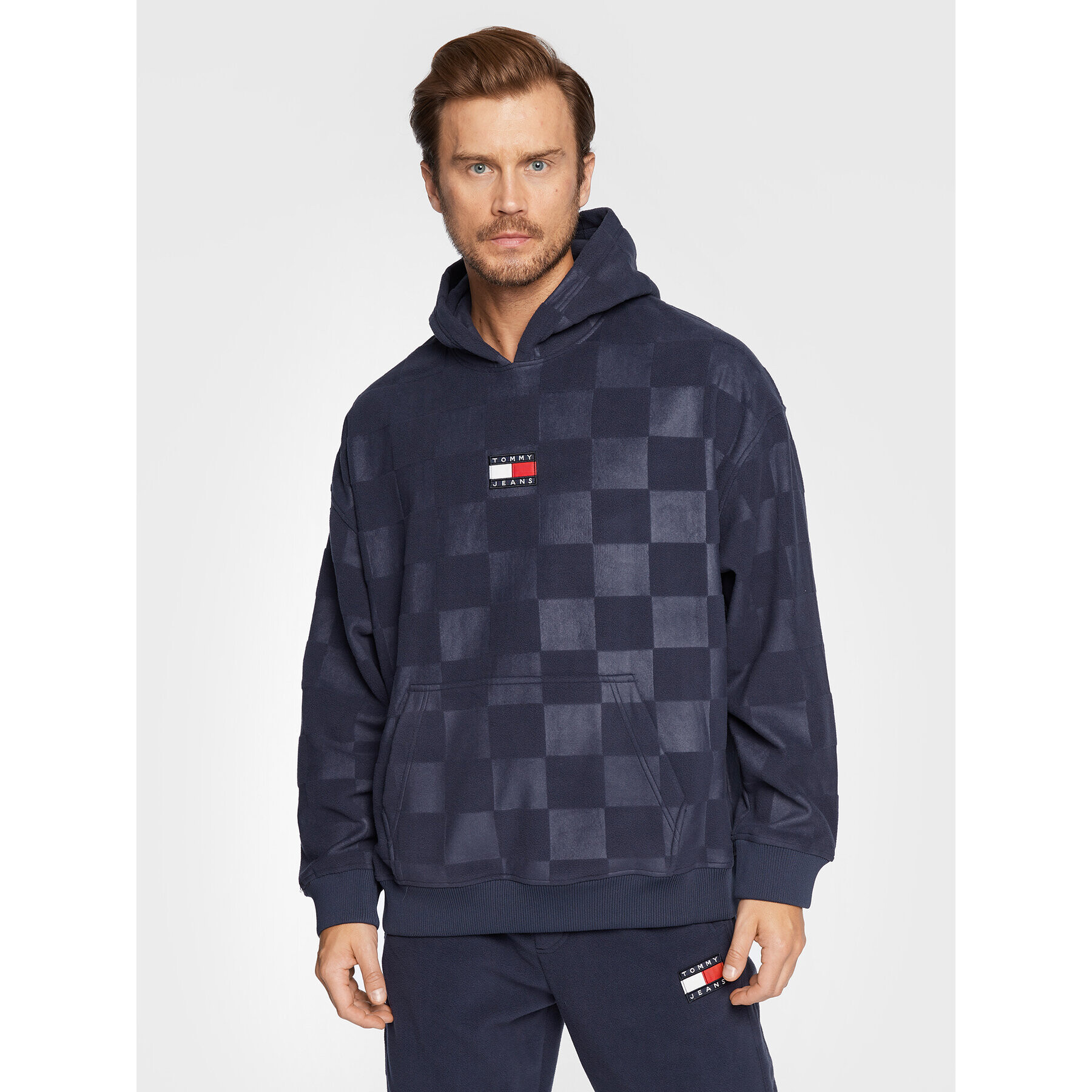 Tommy Jeans Mikina Skater Checkerboard DM0DM15017 Tmavomodrá Relaxed Fit - Pepit.cz