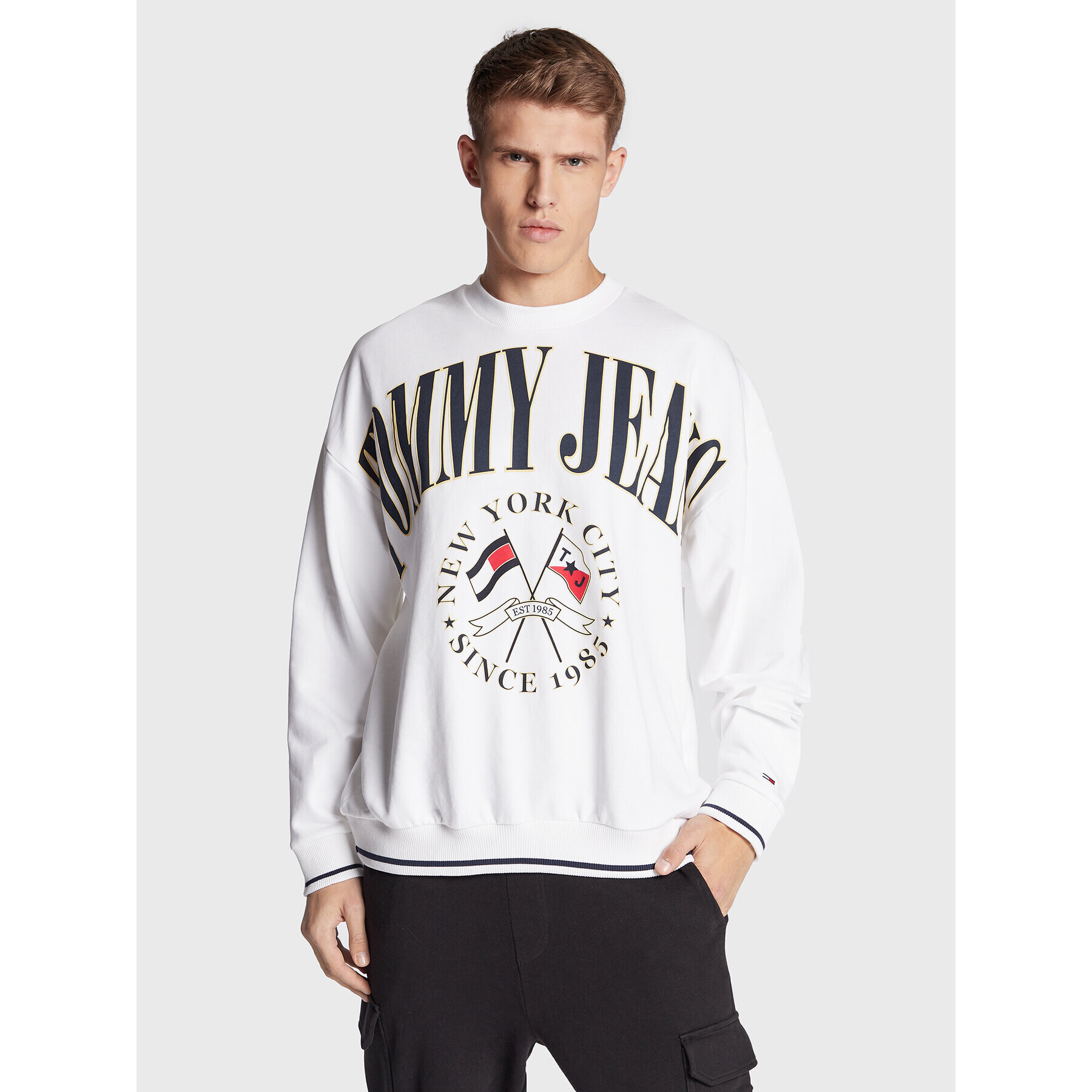 Tommy Jeans Mikina Skater DM0DM15024 Bílá Relaxed Fit - Pepit.cz