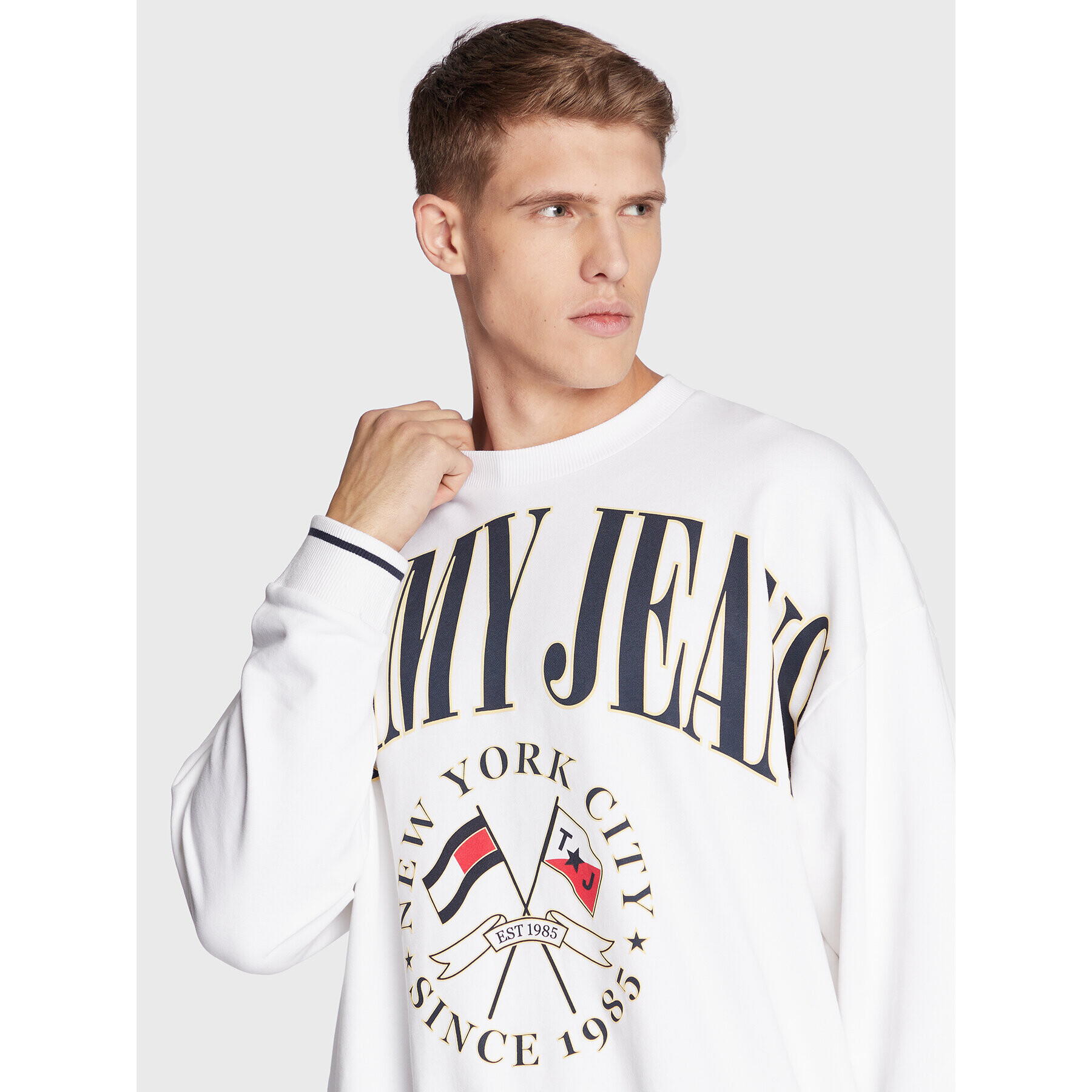 Tommy Jeans Mikina Skater DM0DM15024 Bílá Relaxed Fit - Pepit.cz