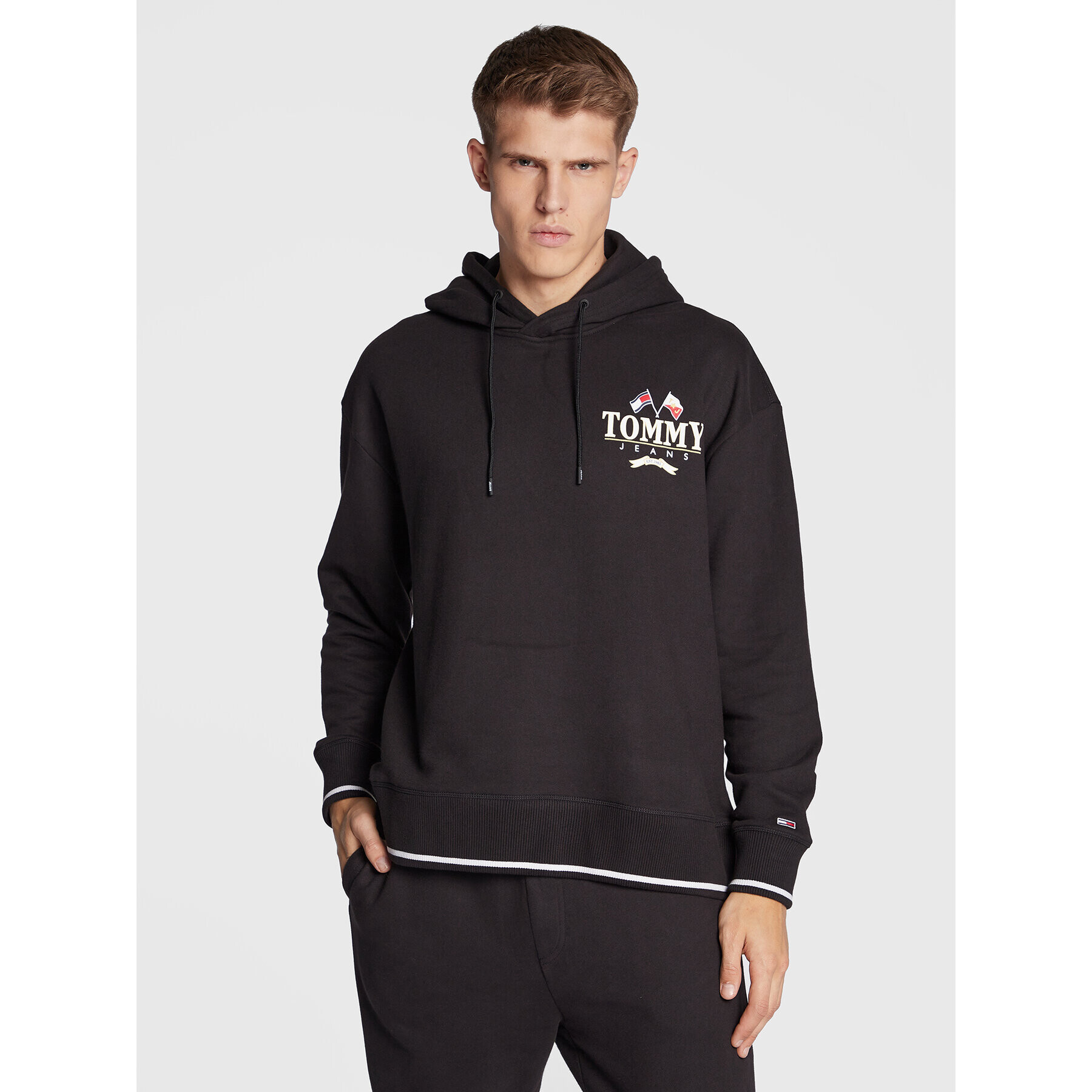 Tommy Jeans Mikina Skater Prep Back DM0DM15023 Černá Relaxed Fit - Pepit.cz