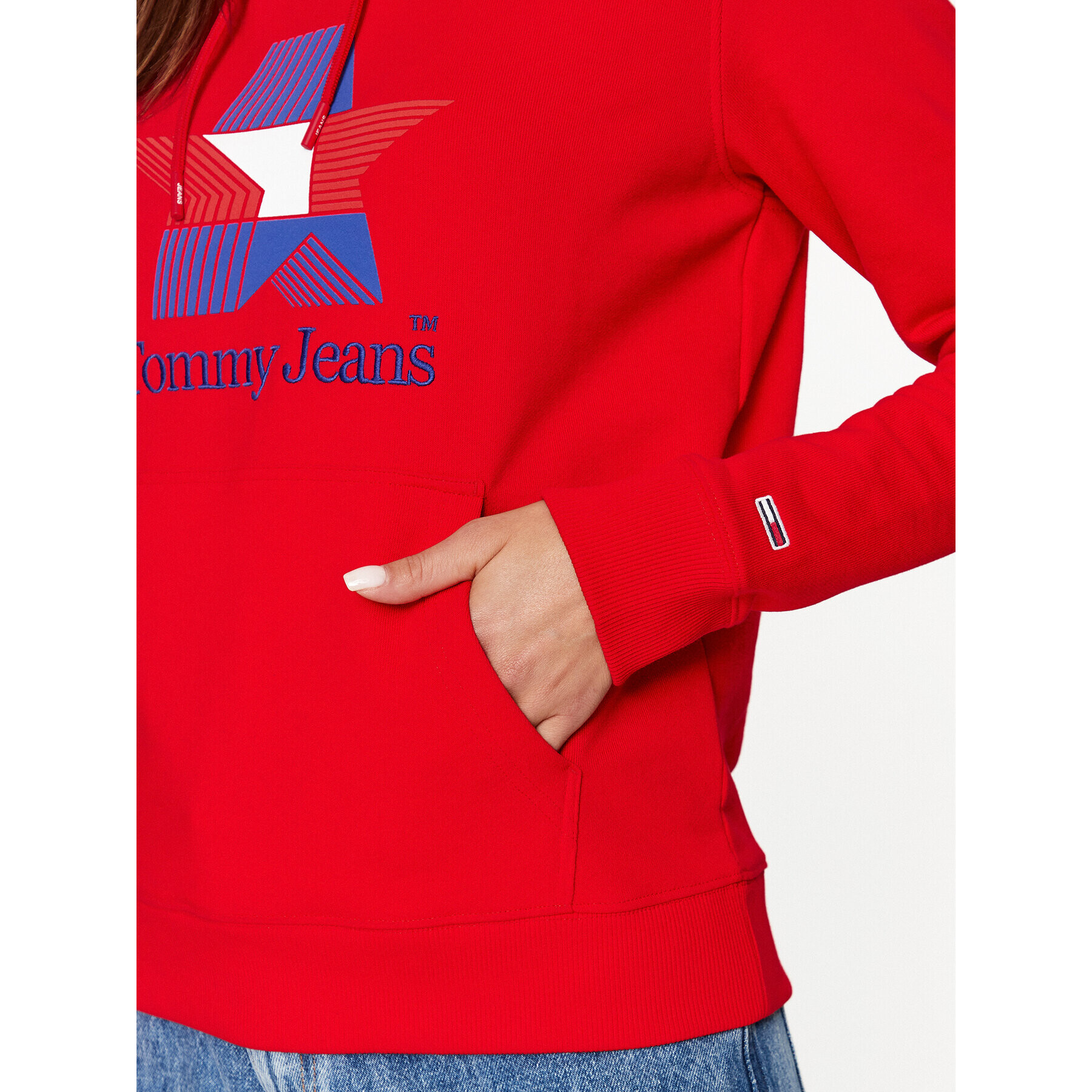 Tommy Jeans Mikina Star DW0DW17690 Červená Regular Fit - Pepit.cz