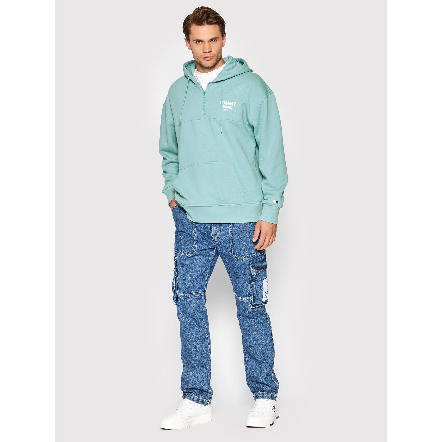 Tommy Jeans Mikina Tape DM0DM12934 Modrá Relaxed Fit - Pepit.cz