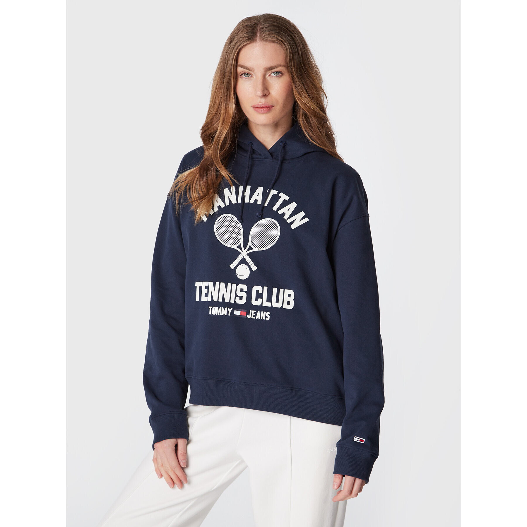 Tommy Jeans Mikina Tennis Club DW0DW14600 Tmavomodrá Relaxed Fit - Pepit.cz