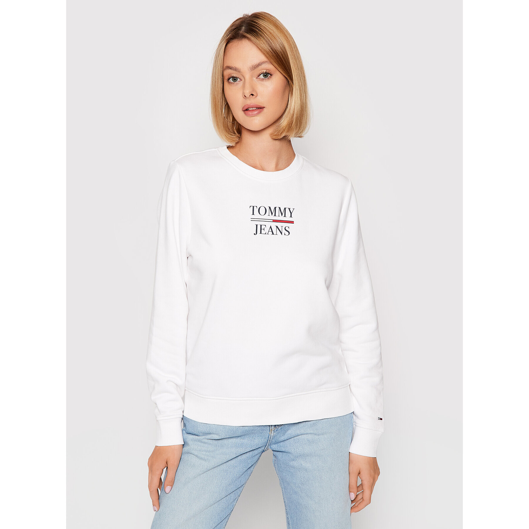 Tommy Jeans Mikina Terry Logo DW0DW09663 Bílá Regular Fit - Pepit.cz