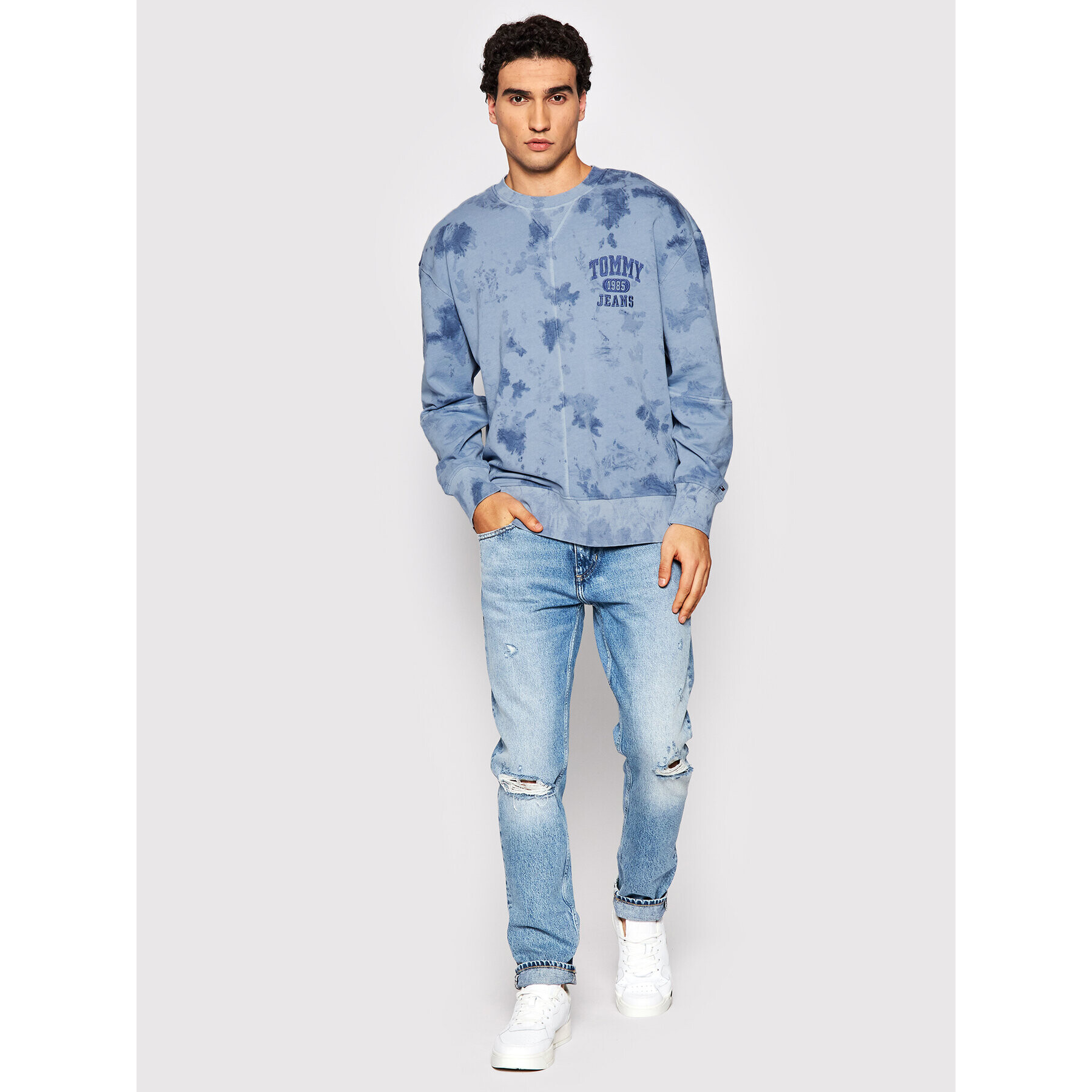 Tommy Jeans Mikina Tie Dye Detail DM0DM12382 Tmavomodrá Relaxed Fit - Pepit.cz