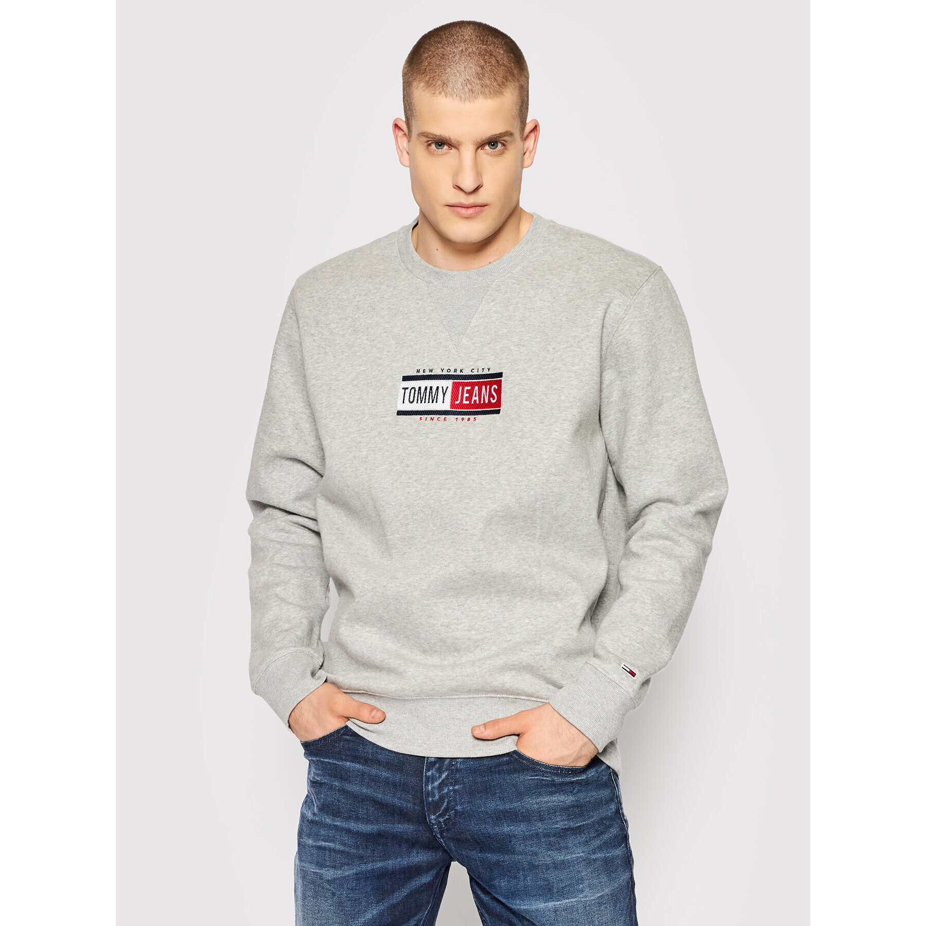 Tommy Jeans Mikina Timeless Crew DM0DM11631 Šedá Regular Fit - Pepit.cz