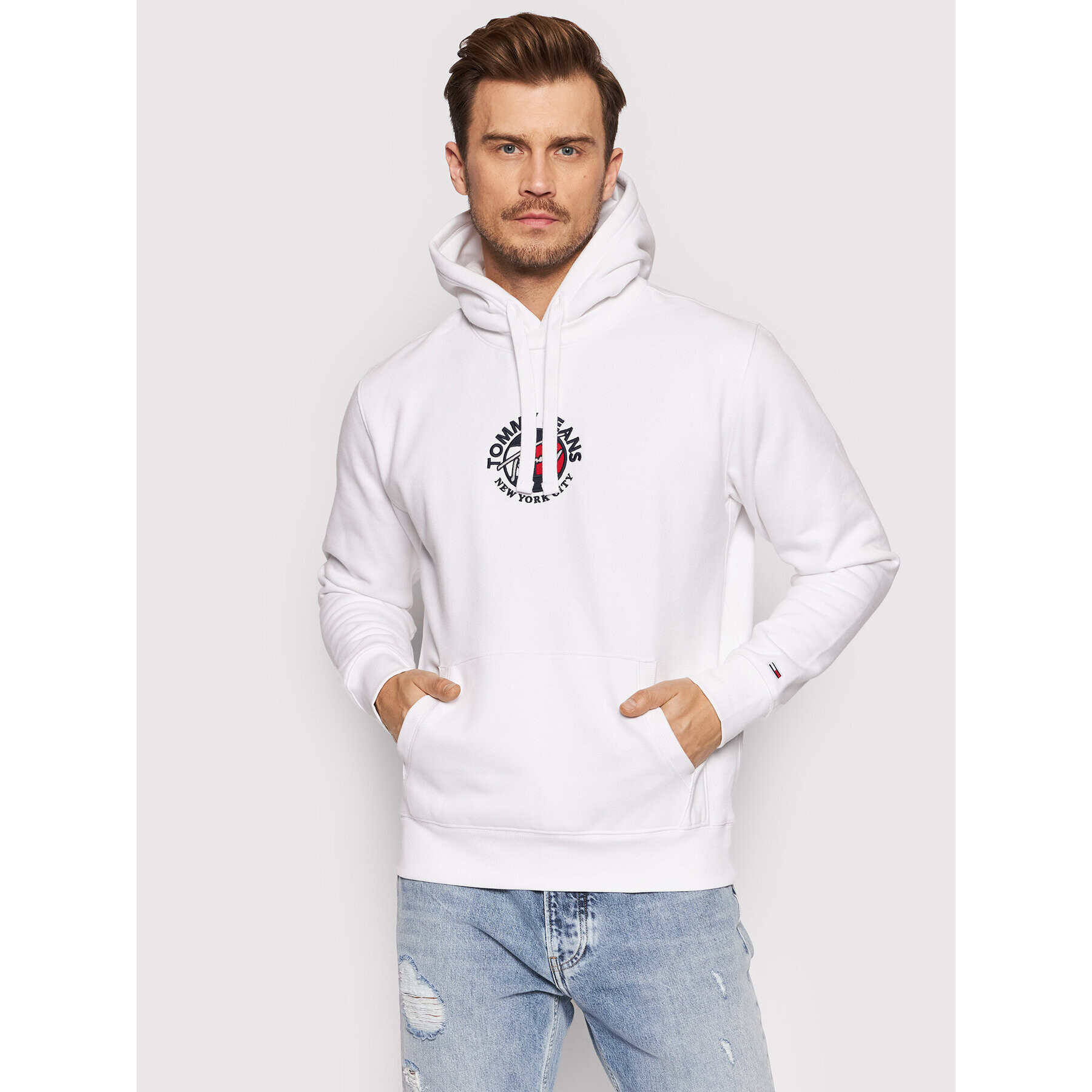 Tommy Jeans Mikina Timeless DM0DM11628 Bílá Regular Fit - Pepit.cz