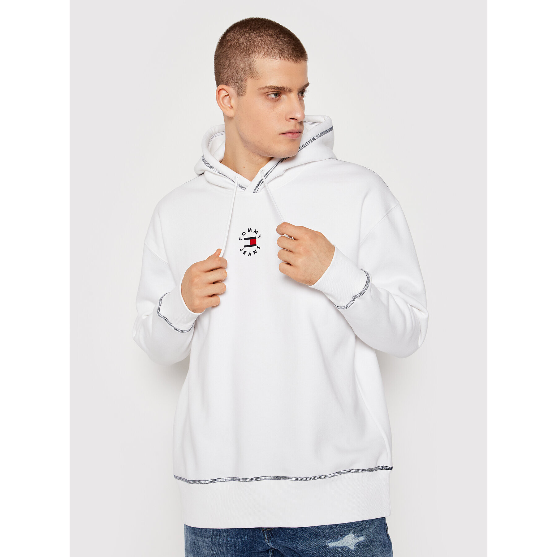 Tommy Jeans Mikina Tiny Circular DM0DM11723 Bílá Relaxed Fit - Pepit.cz