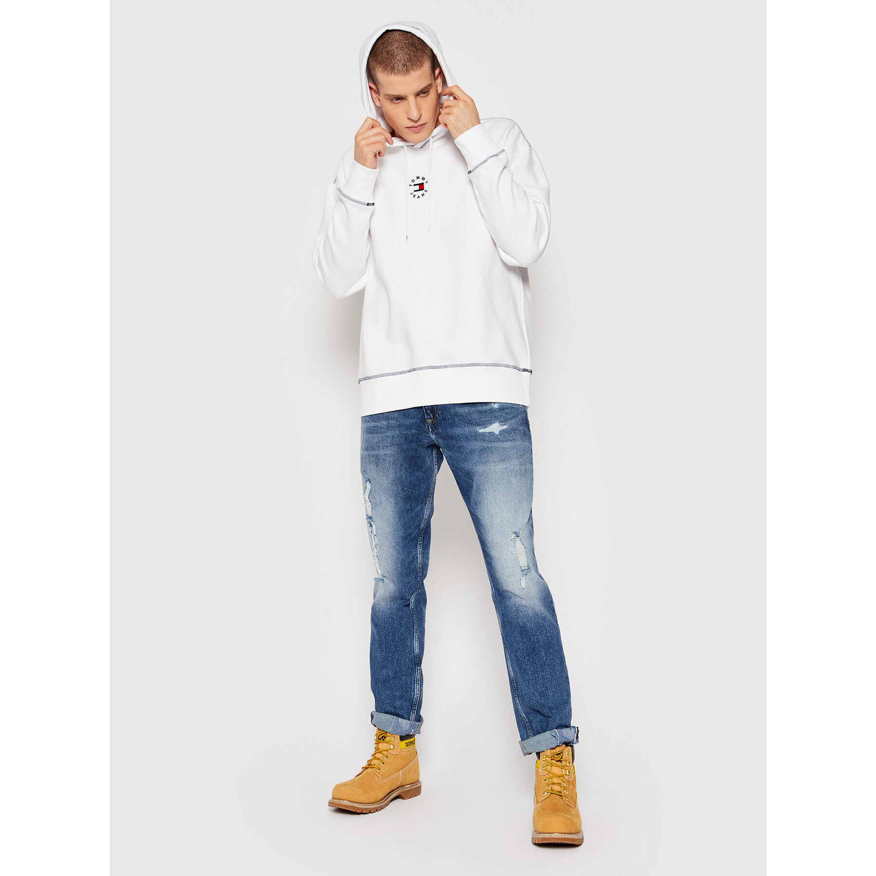 Tommy Jeans Mikina Tiny Circular DM0DM11723 Bílá Relaxed Fit - Pepit.cz