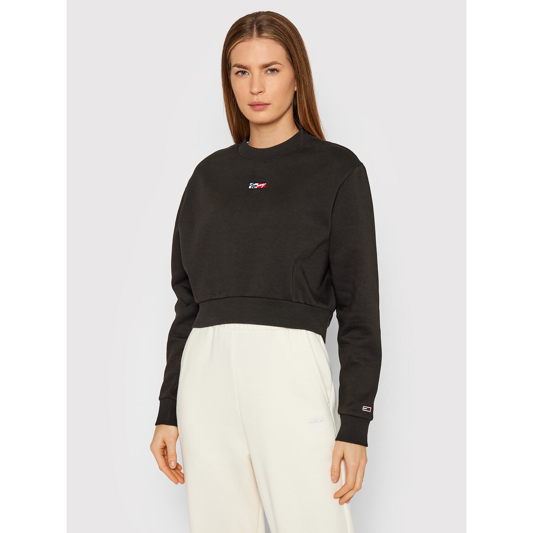 Tommy Jeans Mikina Tiny Tommy DW0DW11051 Černá Cropped Fit - Pepit.cz