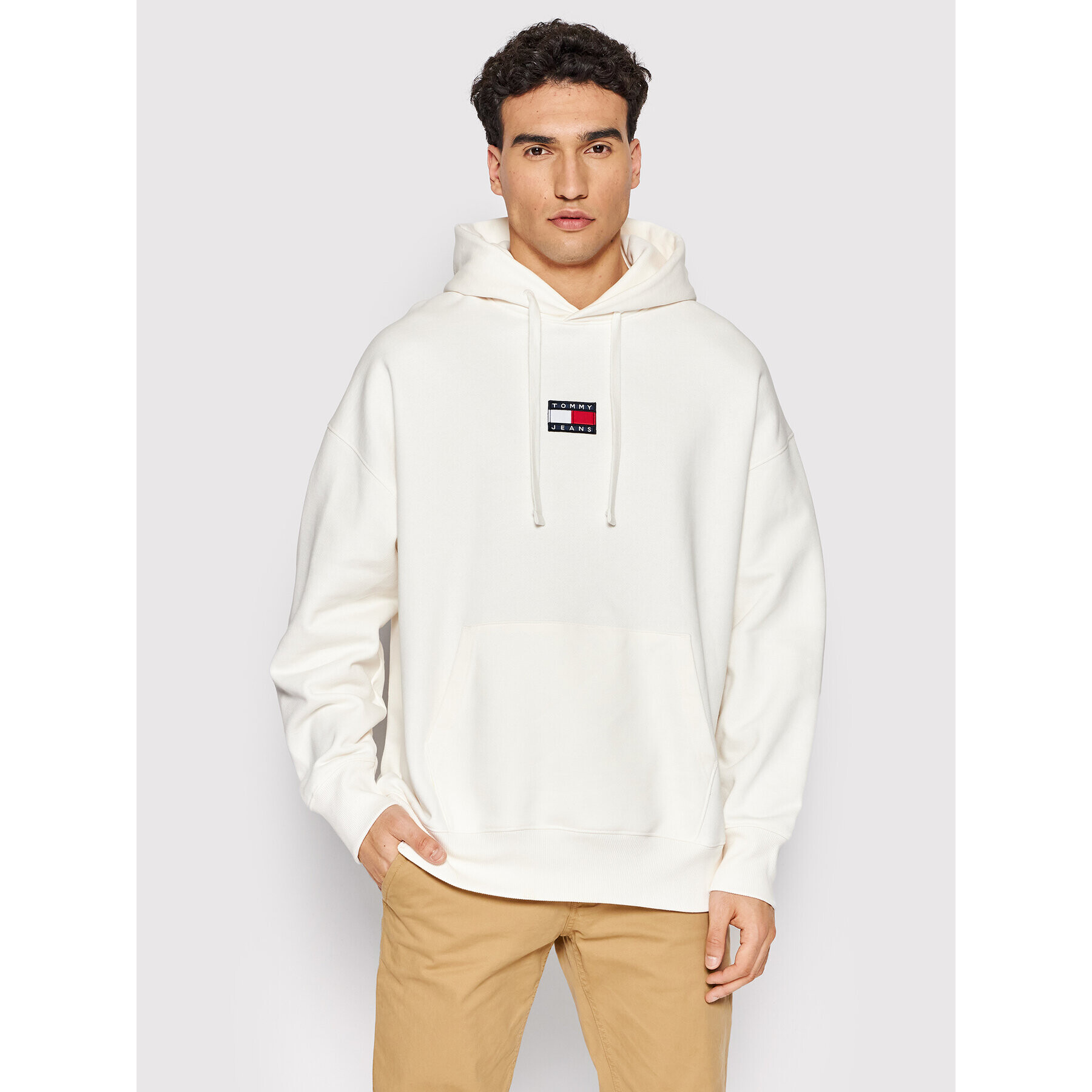 Tommy Jeans Mikina Tjm Badge DM0DM10904 Béžová Relaxed Fit - Pepit.cz