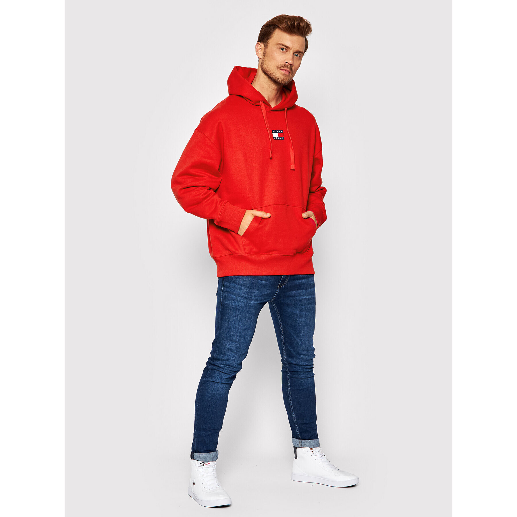 Tommy Jeans Mikina Tjm Badge DM0DM10904 Červená Regular Fit - Pepit.cz