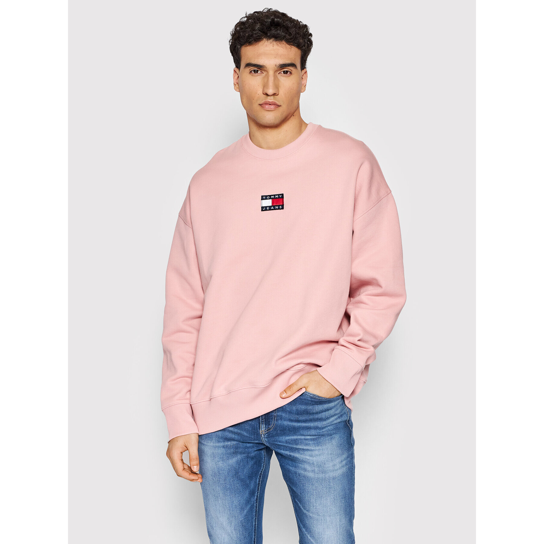 Tommy Jeans Mikina Tjm Badge DM0DM10911 Růžová Relaxed Fit - Pepit.cz