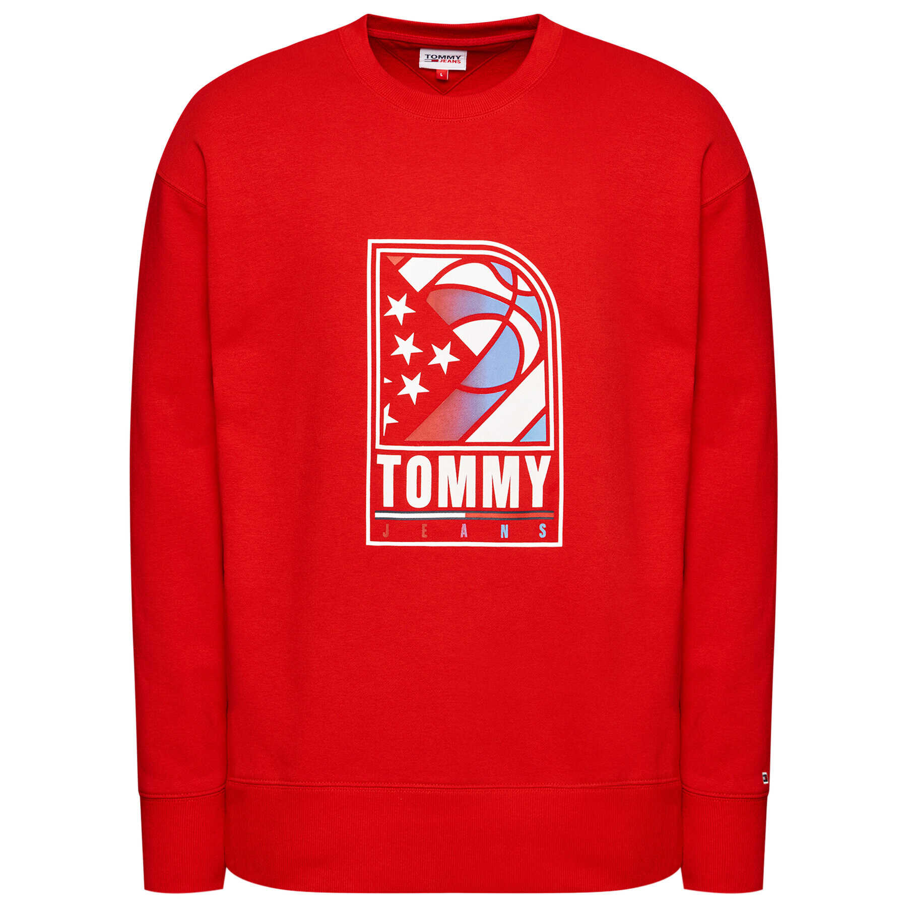 Tommy Jeans Mikina Tjm Basketball DM0DM10661 Červená Relaxed Fit - Pepit.cz