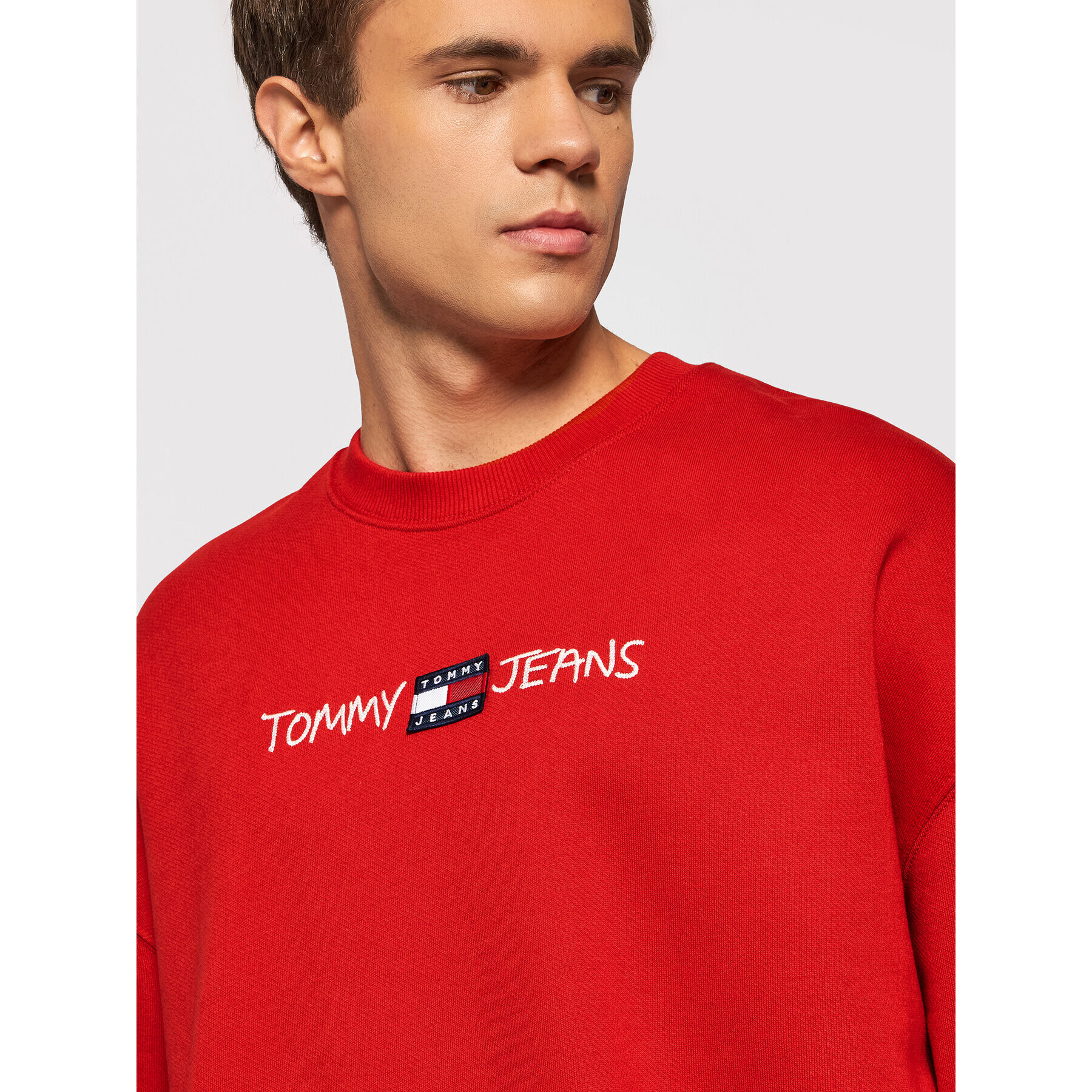 Tommy Jeans Mikina Tjm Seasonal Straight Logo DM0DM10914 Červená Regular Fit - Pepit.cz