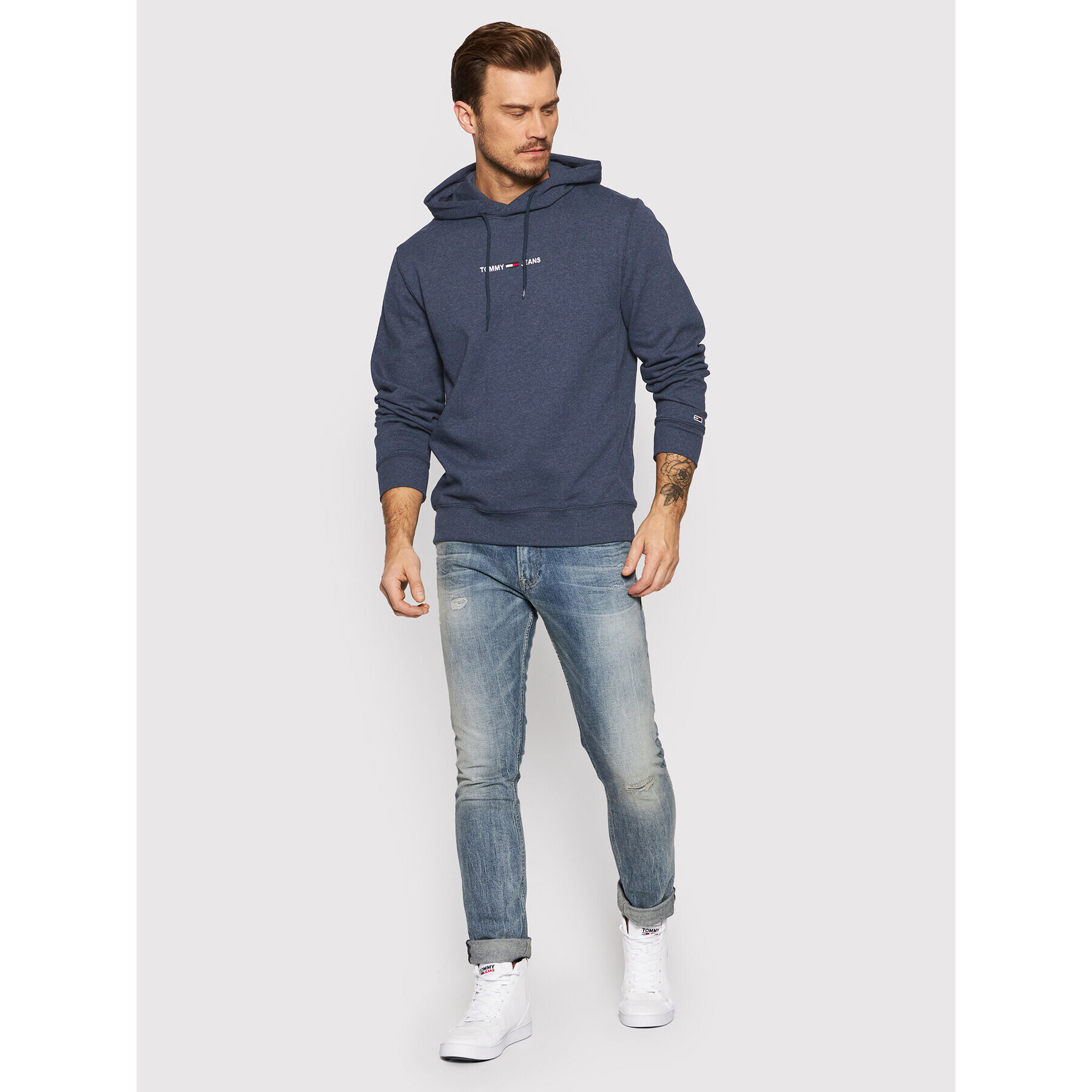 Tommy Jeans Mikina Tjm Straight Logo DM0DM11632 Tmavomodrá Regular Fit - Pepit.cz