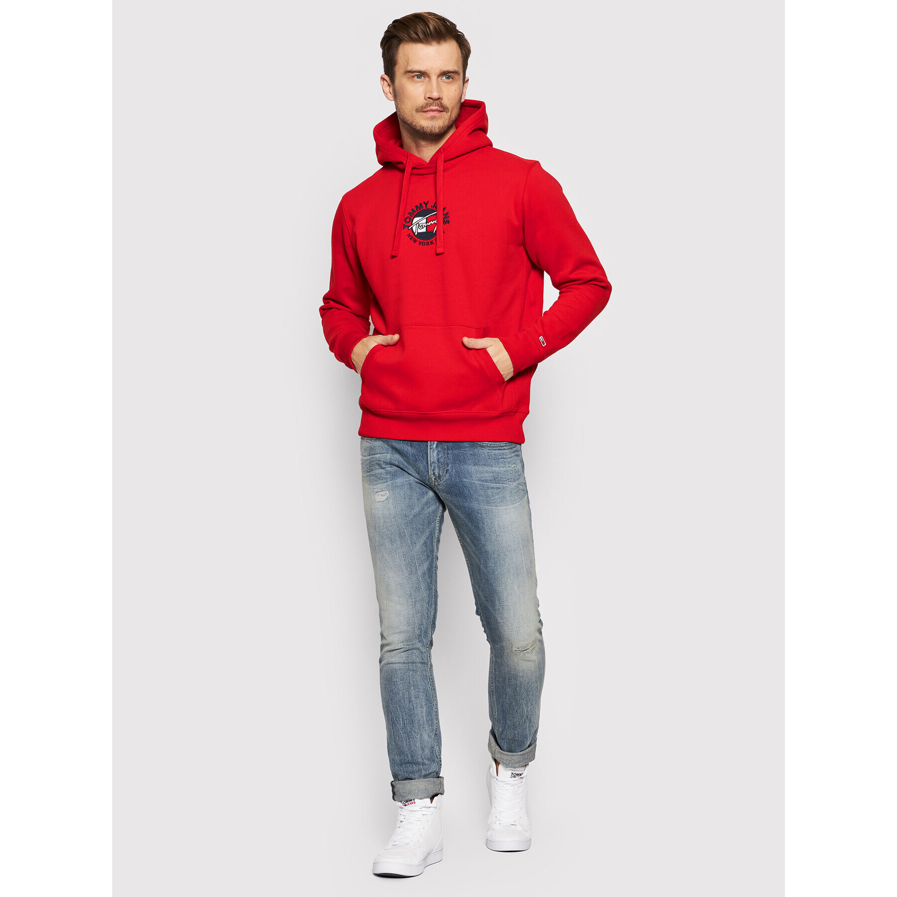 Tommy Jeans Mikina Tjm Timeless DM0DM11628 Červená Regular Fit - Pepit.cz