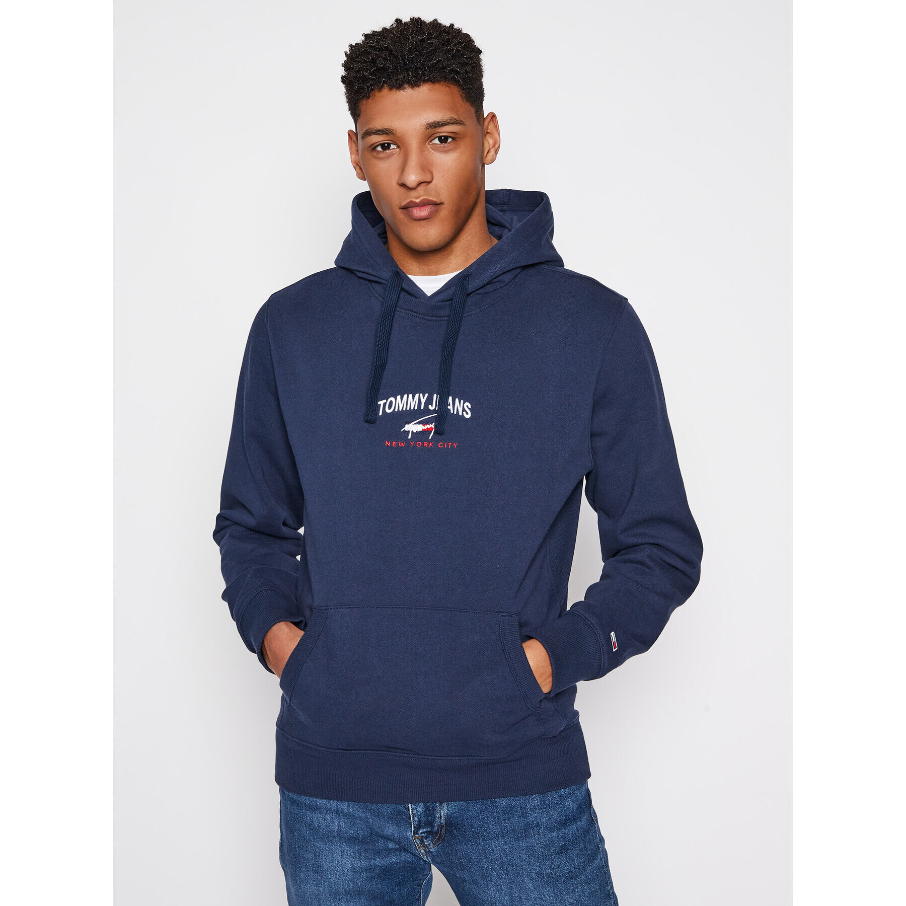 Tommy Jeans Mikina Tjm Timeless Tommy Hoodie 1 DM0DM10208 Tmavomodrá Regular Fit - Pepit.cz