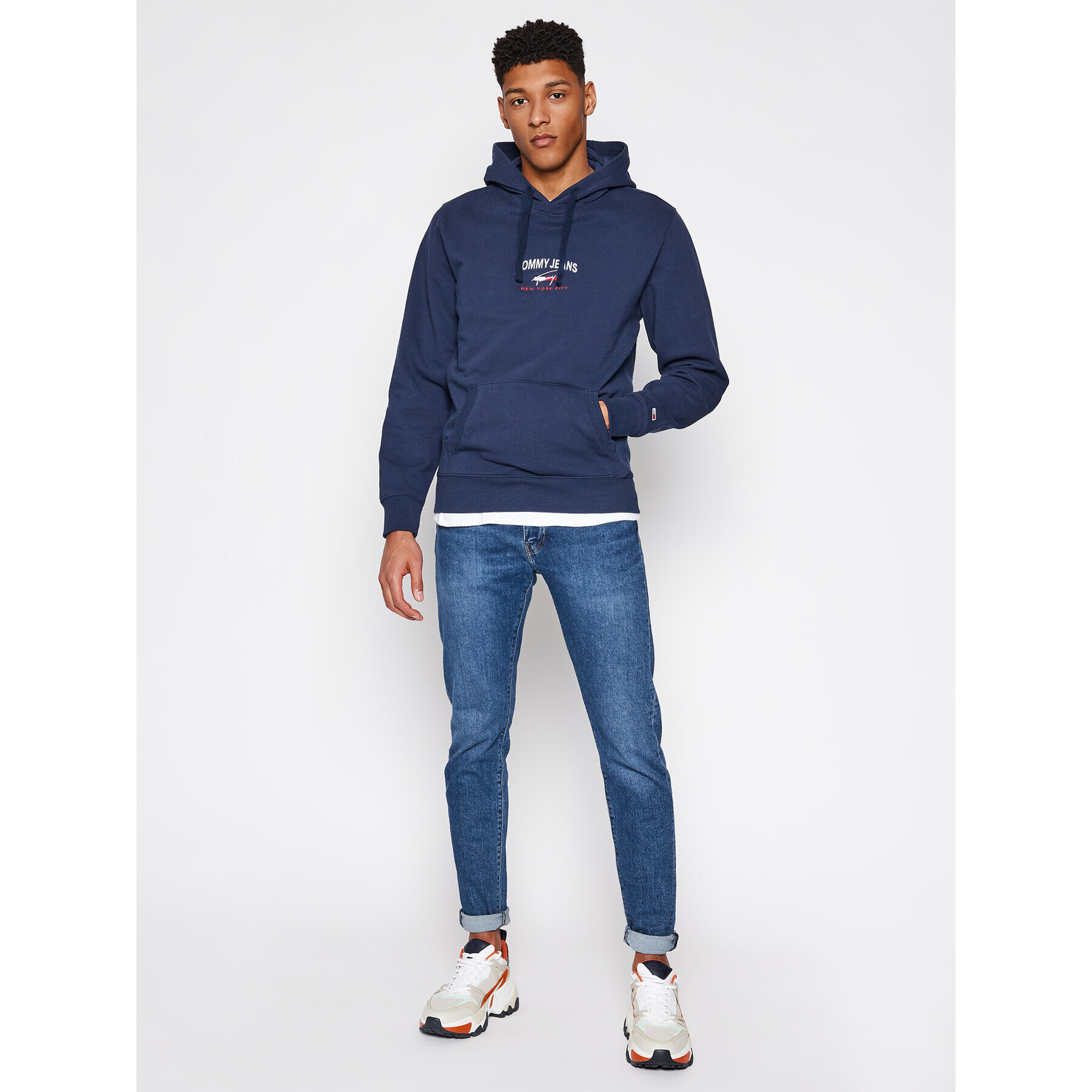 Tommy Jeans Mikina Tjm Timeless Tommy Hoodie 1 DM0DM10208 Tmavomodrá Regular Fit - Pepit.cz